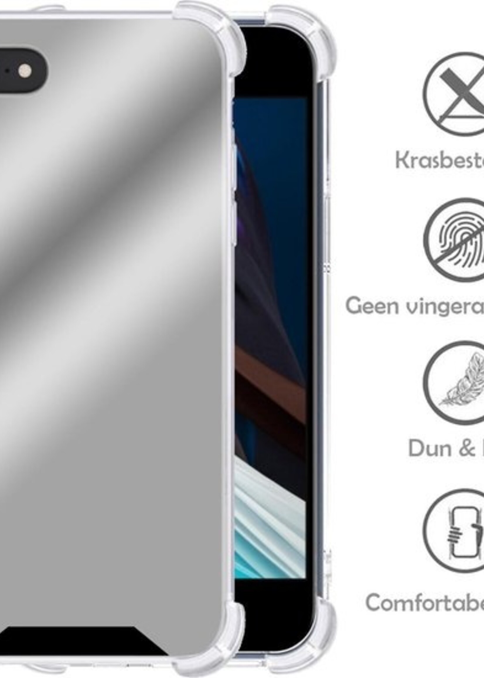 LUQ Hoesje Geschikt voor iPhone 8 Hoesje Shockproof Case Siliconen Met 2x Screenprotector - Hoes Geschikt voor iPhone 8 Hoes Cover Siliconen - Zilver