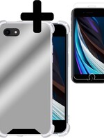 LUQ LUQ iPhone SE 2020 Spiegel hoesje met screenprotector - Zilver