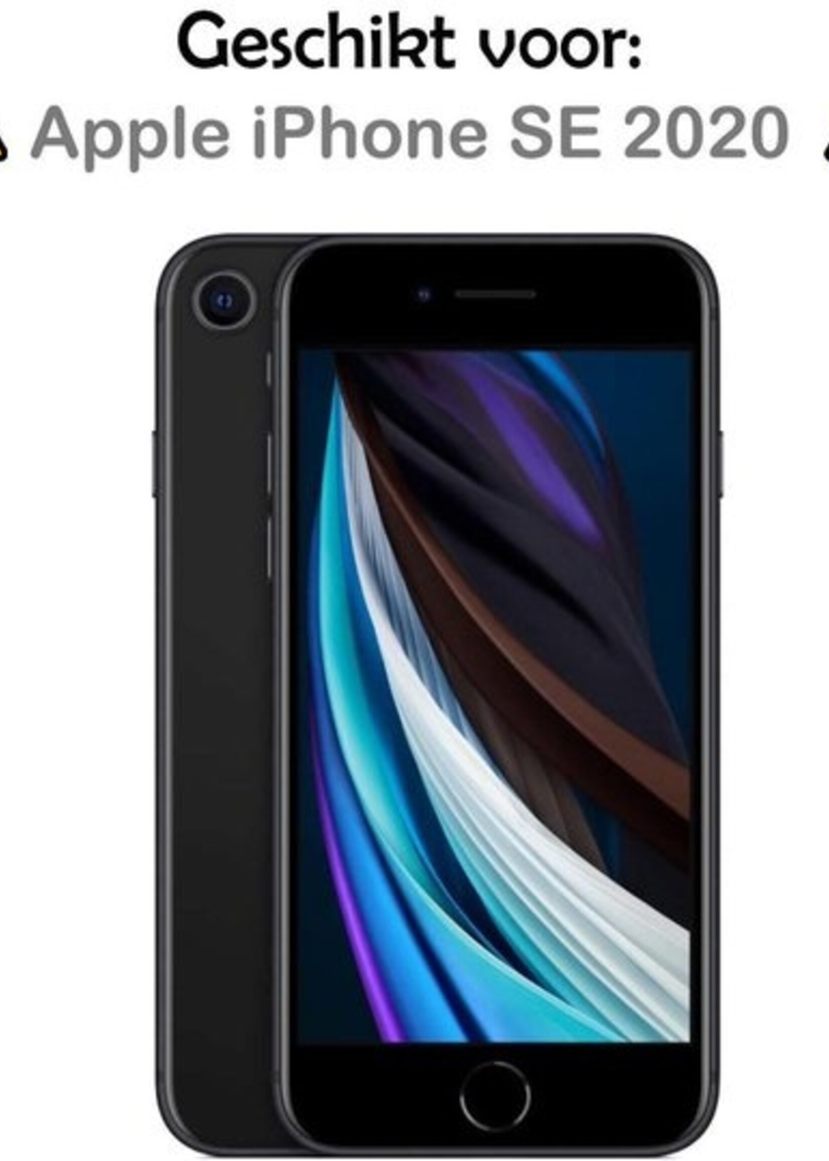 LUQ Hoesje Geschikt voor iPhone SE 2020 Hoesje Shockproof Case Siliconen Met Screenprotector - Hoes Geschikt voor iPhone SE (2020) Hoes Cover Siliconen - Zilver