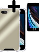 LUQ LUQ iPhone SE 2020 Spiegel hoesje met screenprotector - Goud