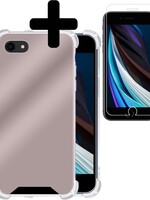 LUQ LUQ iPhone SE 2020 Spiegel hoesje met screenprotector - Rose Goud