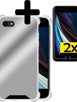 LUQ LUQ iPhone SE 2020 Spiegel hoesje met 2x screenprotector - Zilver