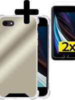LUQ LUQ iPhone SE 2020 Spiegel hoesje met 2x screenprotector - Goud