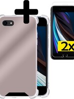 LUQ LUQ iPhone SE 2020 Spiegel hoesje met 2x screenprotector - Rose Goud