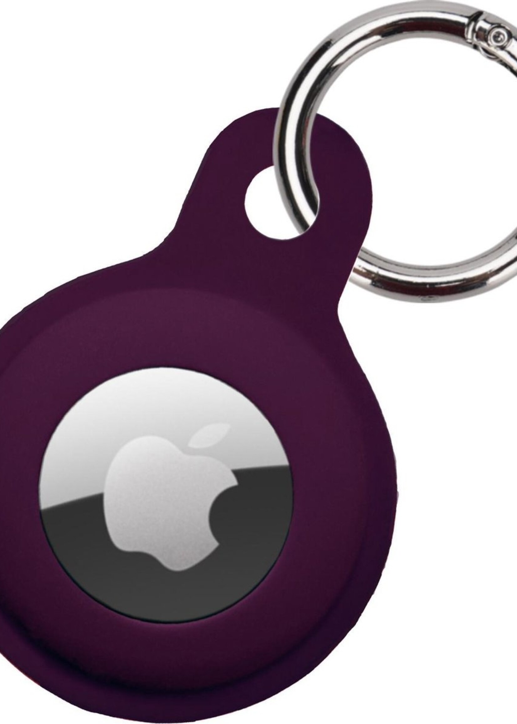 LUQ Hoesje Geschikt voor Apple AirTag Hoesje Sleutelhanger Houder - Siliconen Hoesje Geschikt voor Apple AirTag Hoesje - Aubergine