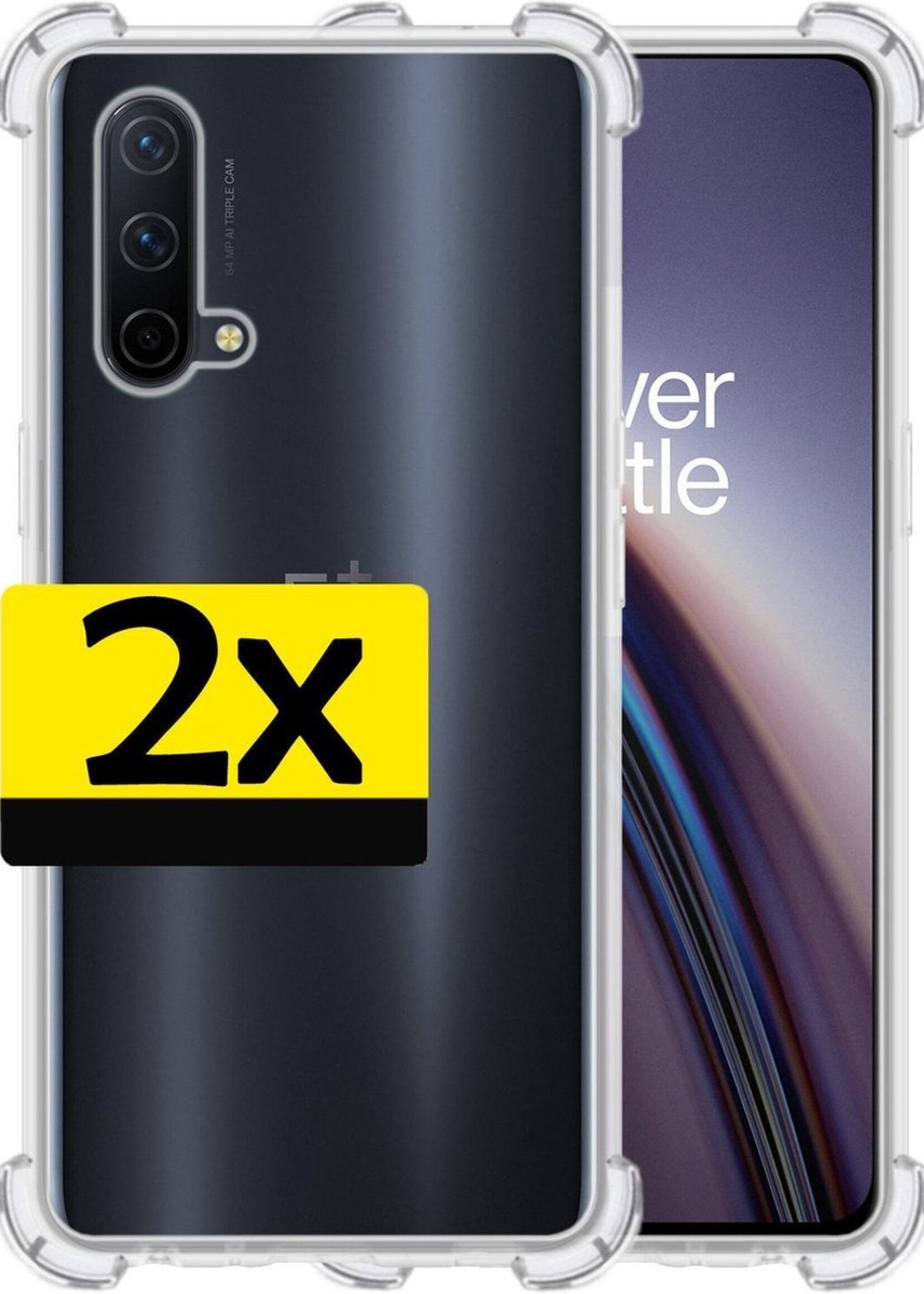 LUQ Hoesje Geschikt voor OnePlus Nord CE Hoesje Shockproof Case Siliconen - Hoes Geschikt voor OnePlus Nord CE Hoes Cover Siliconen - Transparant - 2 Stuks
