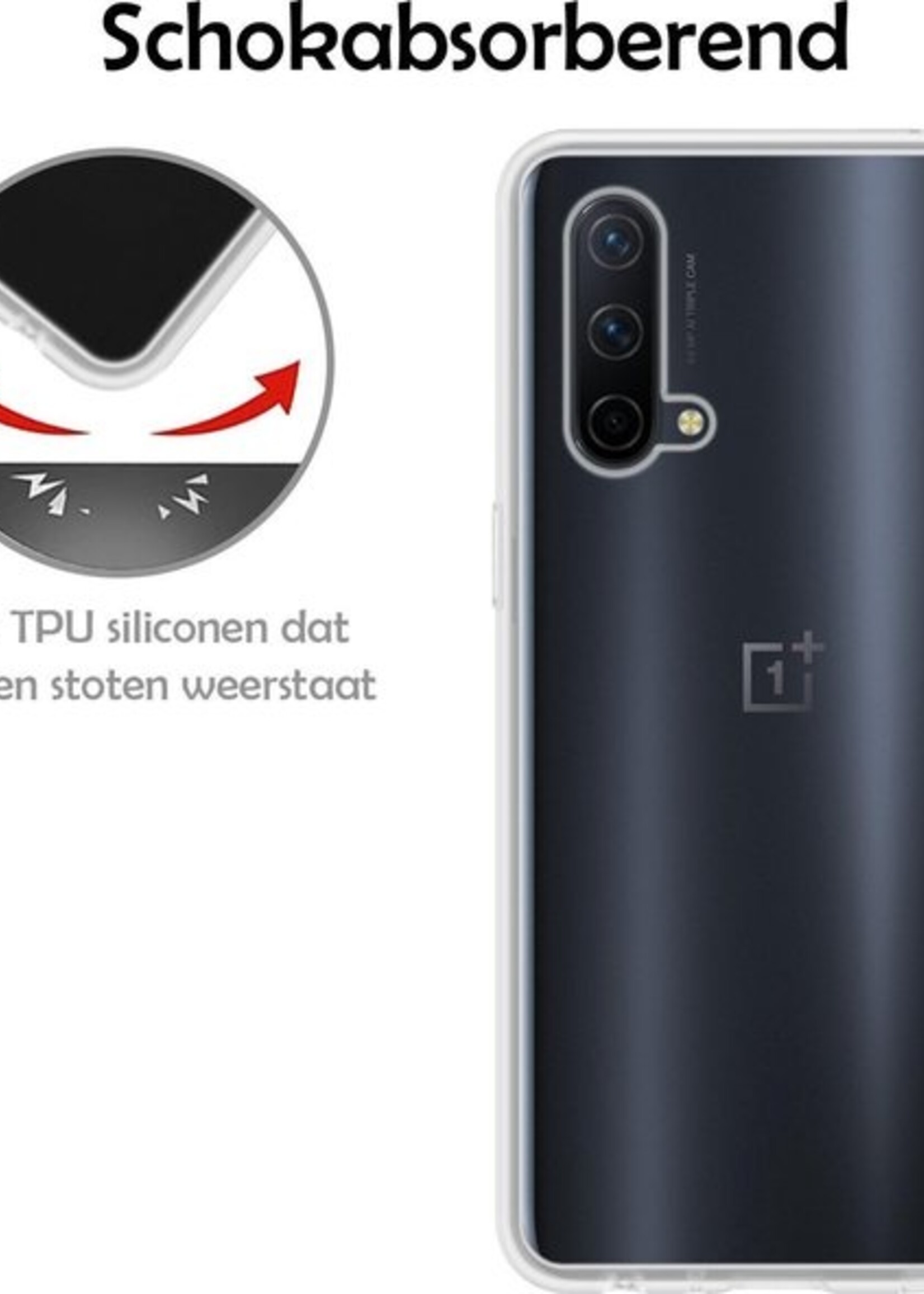 LUQ Hoesje Geschikt voor OnePlus Nord CE Hoesje Siliconen Case - Hoes Geschikt voor OnePlus Nord CE Hoes Siliconen - Transparant