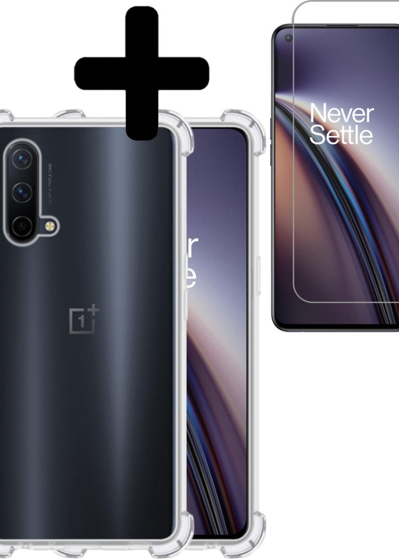 LUQ Hoesje Geschikt voor OnePlus Nord CE Hoesje Shockproof Case Siliconen Met Screenprotector - Hoes Geschikt voor OnePlus Nord CE Hoes Cover Siliconen - Transparant