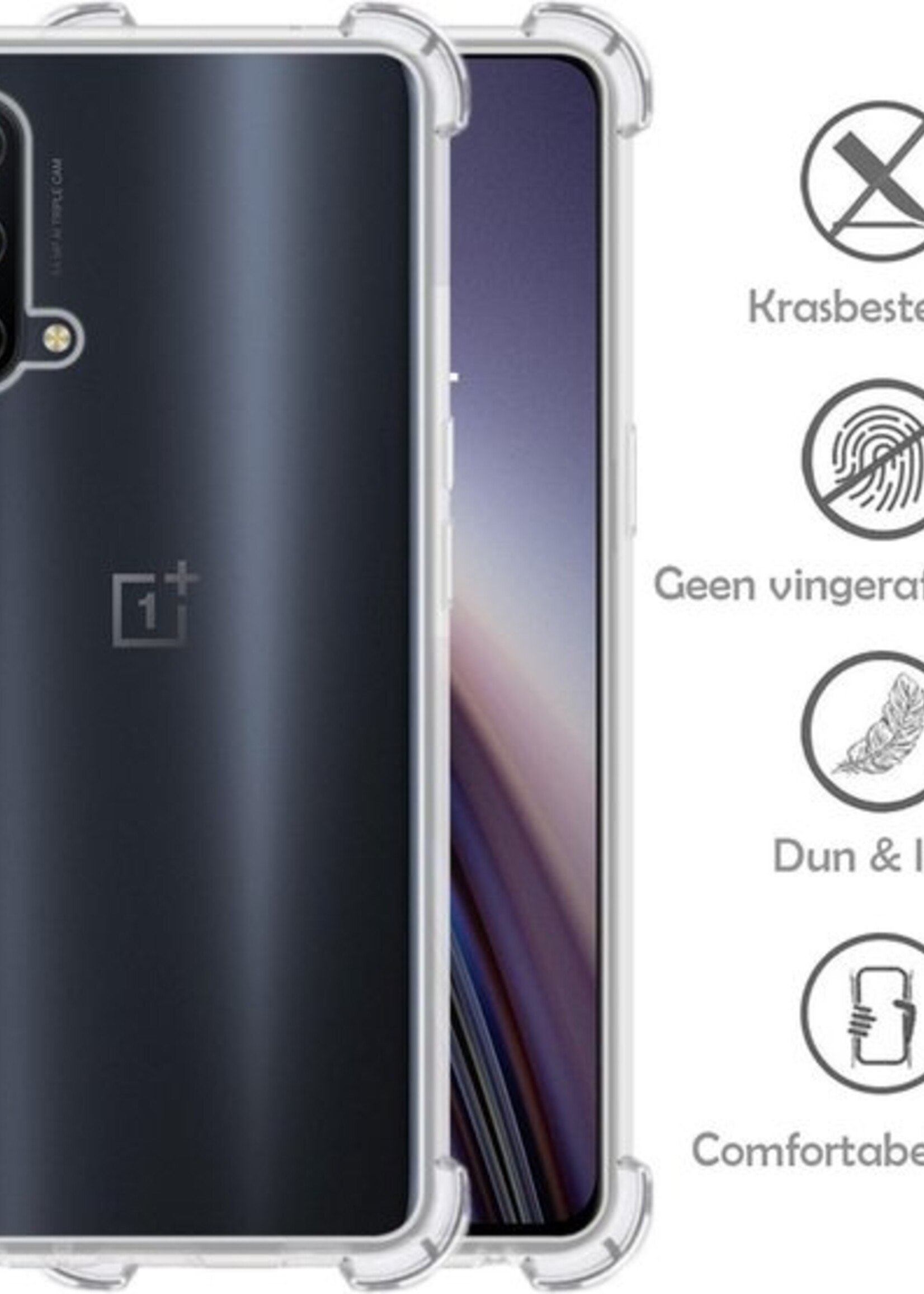 LUQ Hoesje Geschikt voor OnePlus Nord CE Hoesje Shockproof Case Siliconen Met Screenprotector - Hoes Geschikt voor OnePlus Nord CE Hoes Cover Siliconen - Transparant