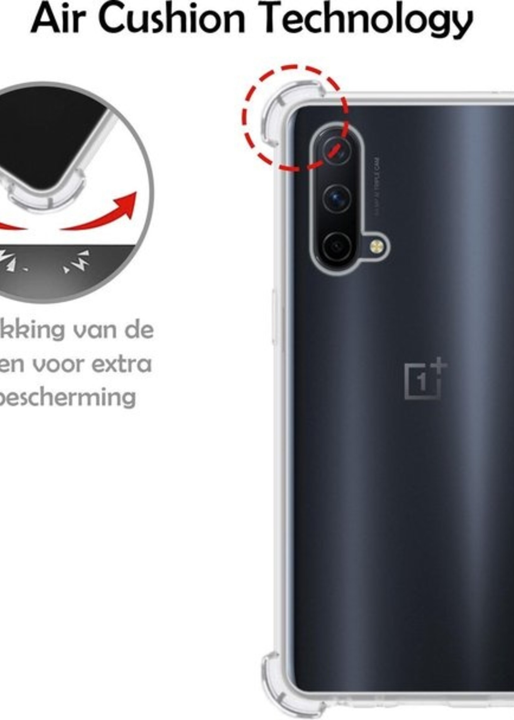 LUQ Hoesje Geschikt voor OnePlus Nord CE Hoesje Shockproof Case Siliconen Met Screenprotector - Hoes Geschikt voor OnePlus Nord CE Hoes Cover Siliconen - Transparant