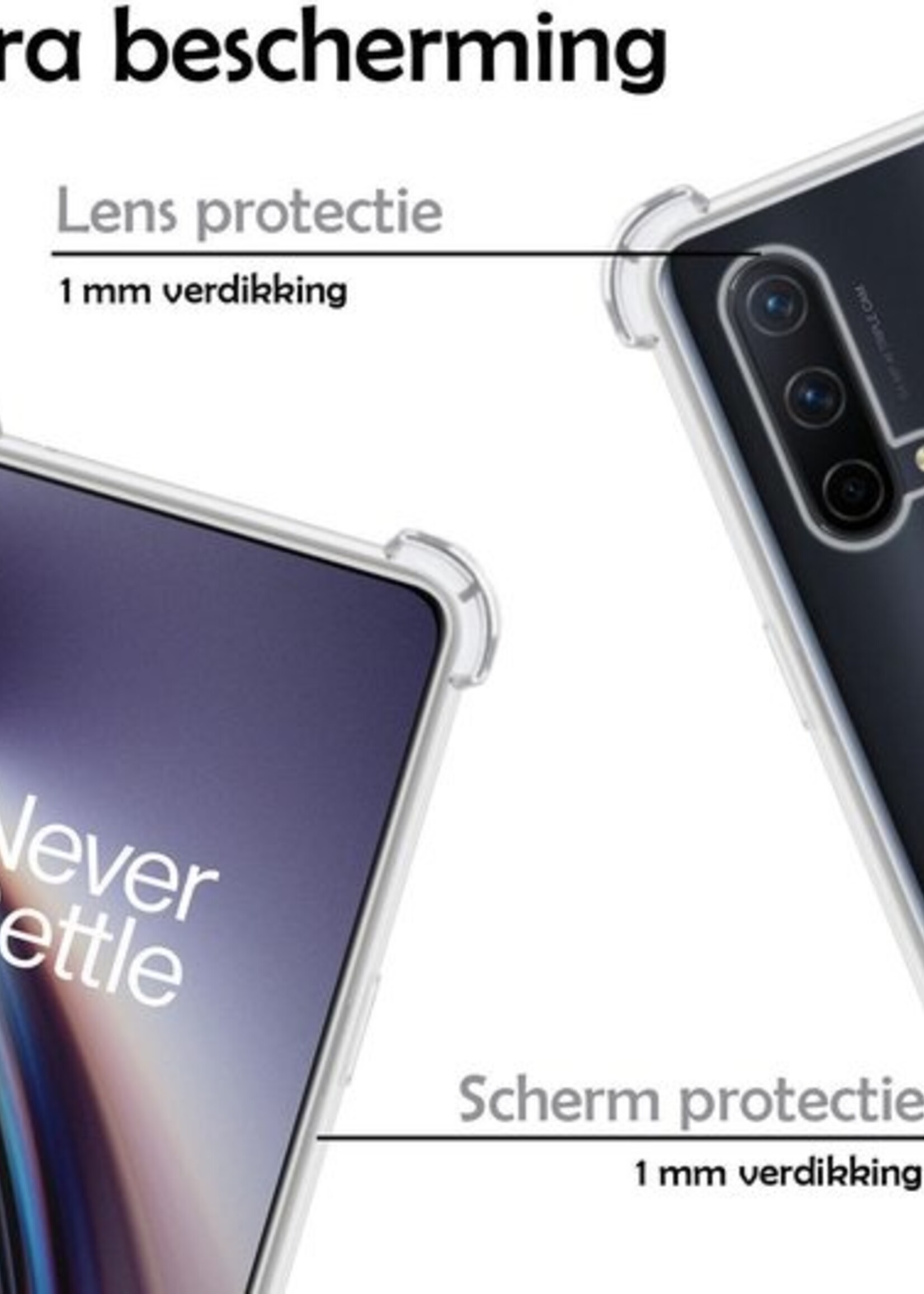 LUQ Hoesje Geschikt voor OnePlus Nord CE Hoesje Shockproof Case Siliconen Met 2x Screenprotector - Hoes Geschikt voor OnePlus Nord CE Hoes Cover Siliconen - Transparant