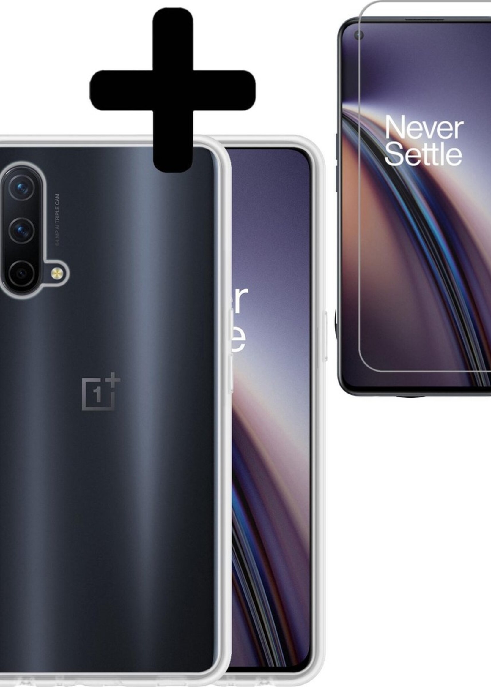LUQ Hoesje Geschikt voor OnePlus Nord CE Hoesje Siliconen Case Met Screenprotector - Hoes Geschikt voor OnePlus Nord CE Hoes Siliconen - Transparant