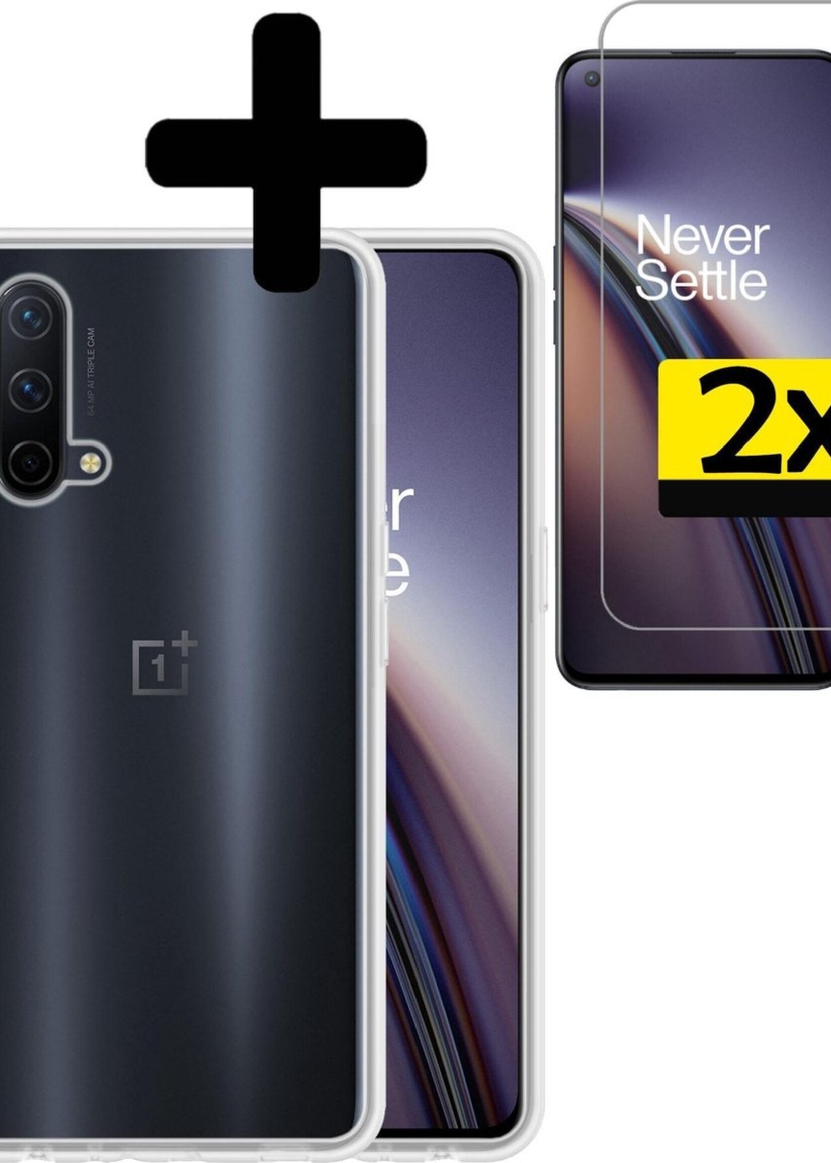 LUQ Hoesje Geschikt voor OnePlus Nord CE Hoesje Siliconen Case Met 2x Screenprotector - Hoes Geschikt voor OnePlus Nord CE Hoes Siliconen - Transparant