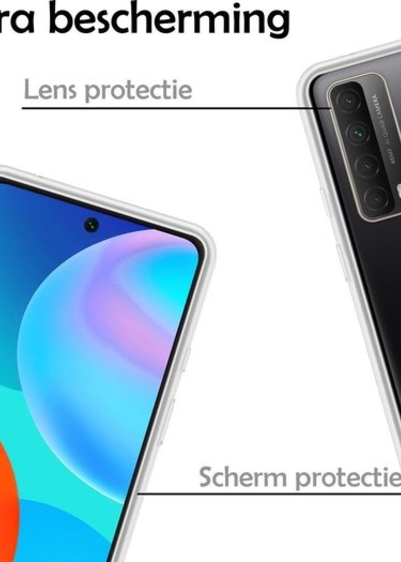 LUQ Hoesje Geschikt voor Huawei P smart 2021 Hoesje Siliconen Case - Hoes Geschikt voor Huawei P smart 2021 Hoes Siliconen - Transparant - 2 Stuks