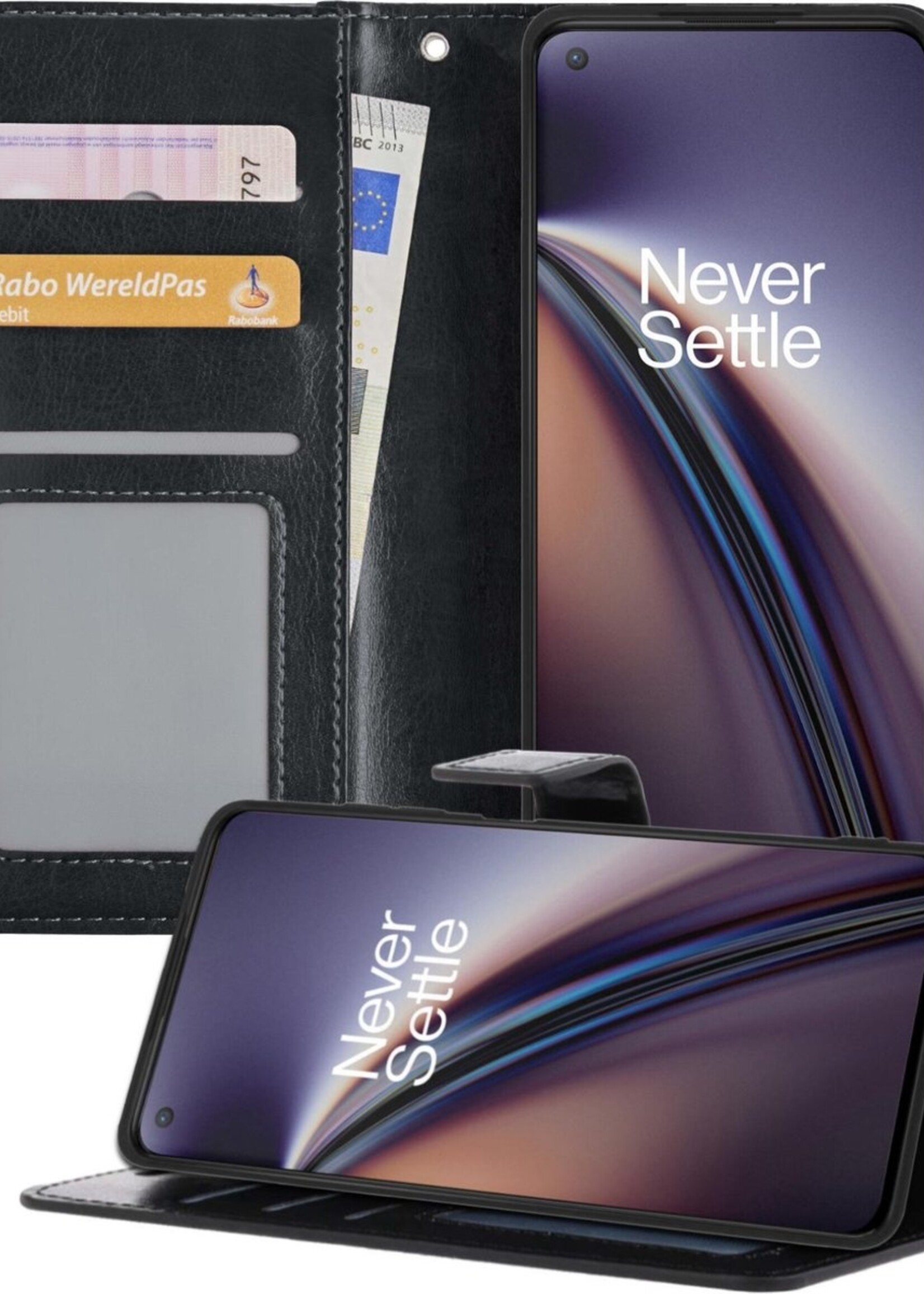 LUQ Hoesje Geschikt voor OnePlus Nord CE Hoesje Book Case Hoes Wallet Cover - Hoes Geschikt voor OnePlus Nord CE Hoesje Bookcase Hoes - Zwart