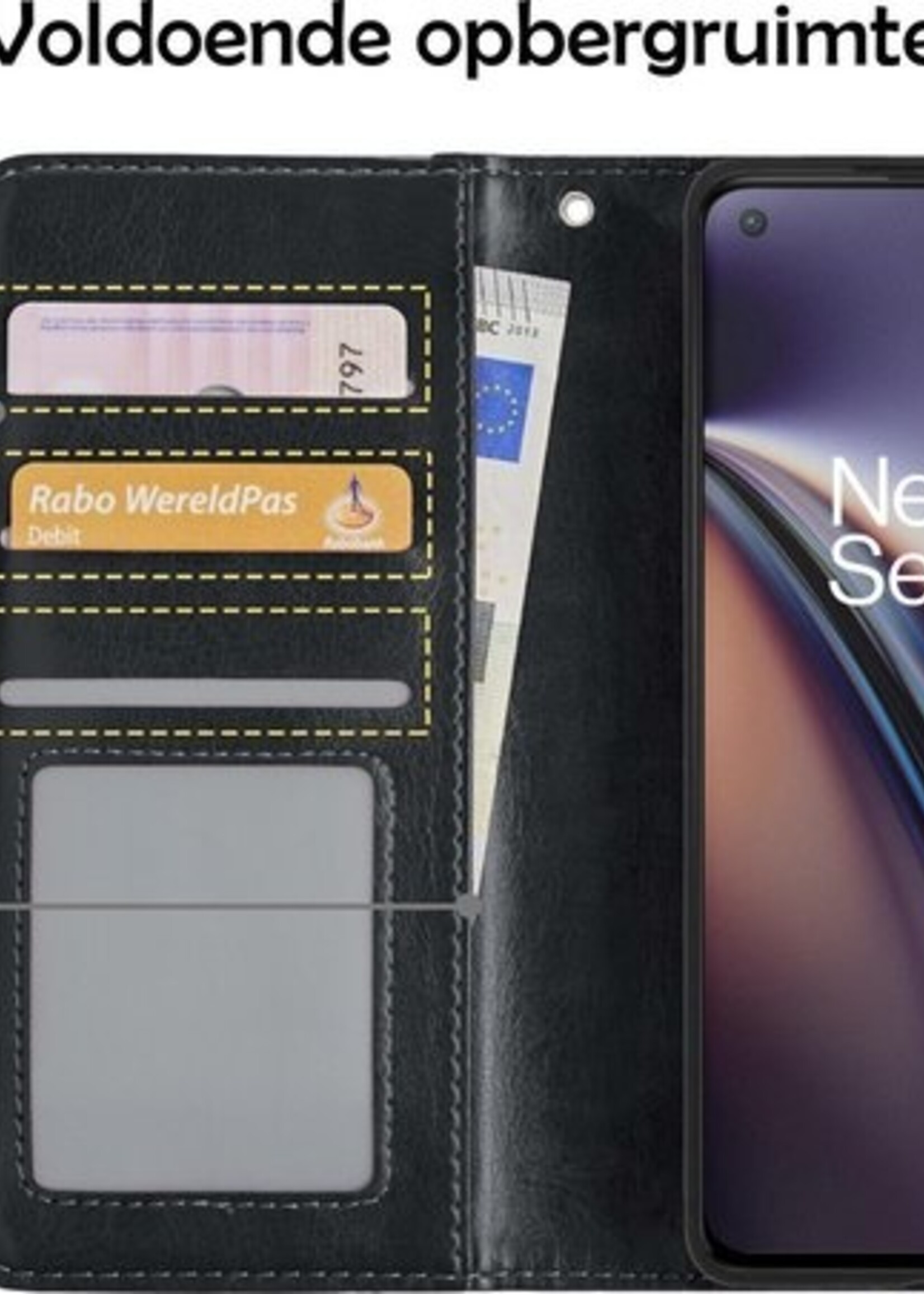 LUQ Hoesje Geschikt voor OnePlus Nord CE Hoesje Book Case Hoes Wallet Cover - Hoes Geschikt voor OnePlus Nord CE Hoesje Bookcase Hoes - Zwart