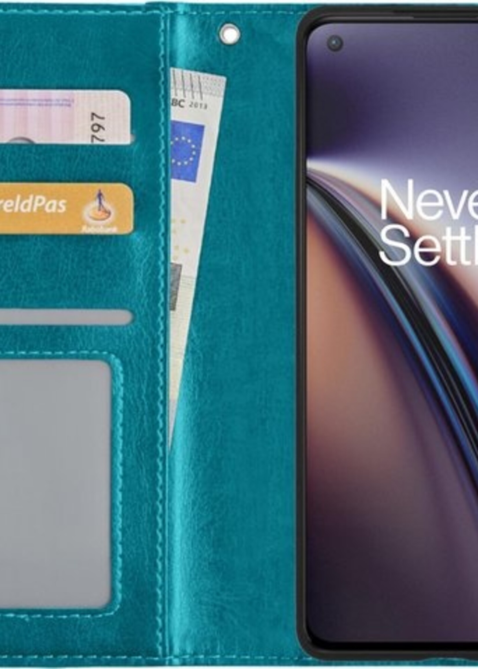 LUQ Hoesje Geschikt voor OnePlus Nord CE Hoesje Book Case Hoes Wallet Cover - Hoes Geschikt voor OnePlus Nord CE Hoesje Bookcase Hoes - Turquoise
