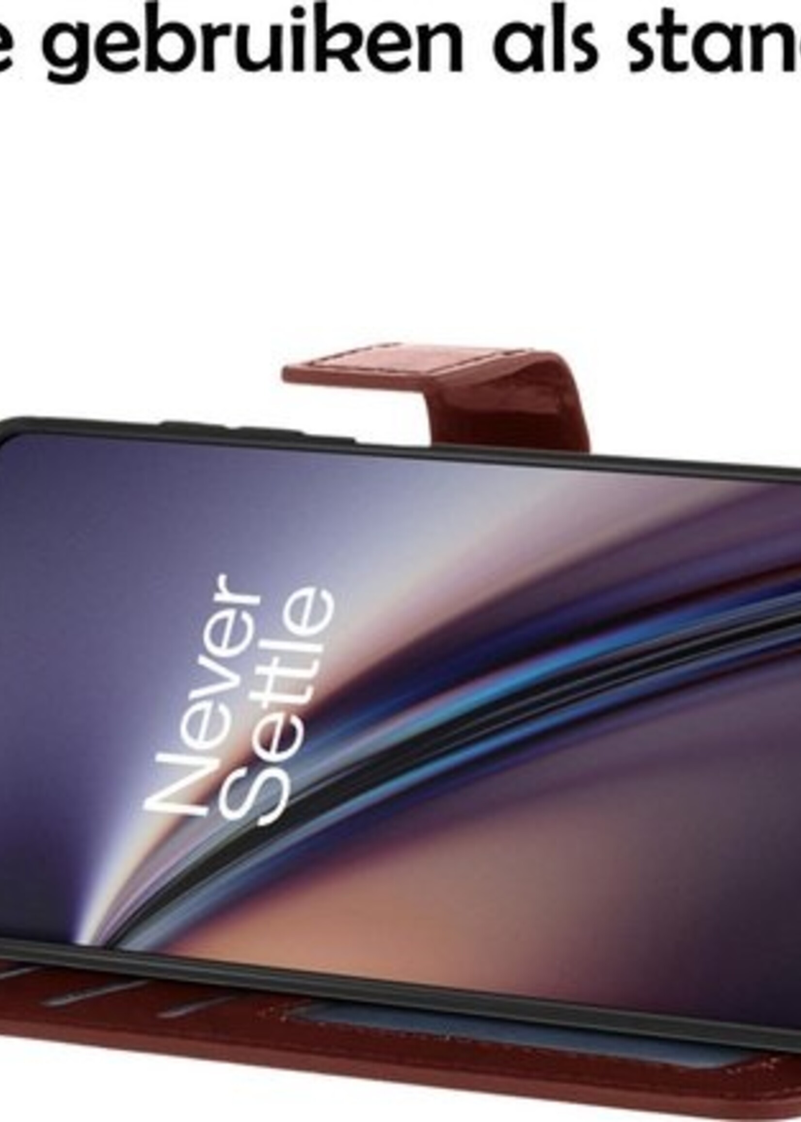 LUQ Hoesje Geschikt voor OnePlus Nord CE Hoesje Book Case Hoes Wallet Cover Met Screenprotector - Hoes Geschikt voor OnePlus Nord CE Hoesje Bookcase Hoes - Bruin