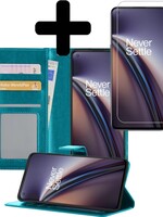 LUQ LUQ OnePlus Nord CE Hoesje Bookcase Turquoise Met Screenprotector