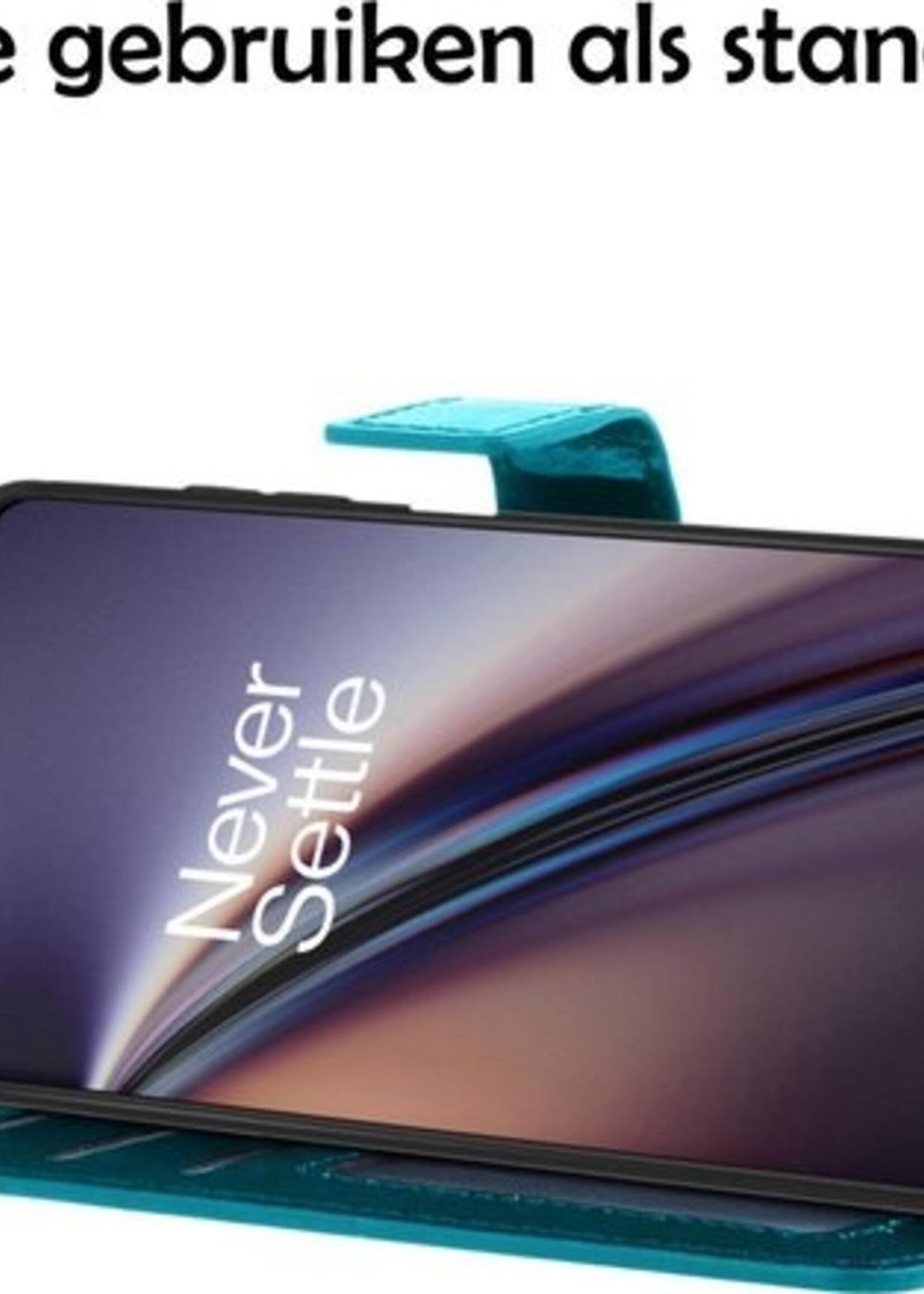 LUQ Hoesje Geschikt voor OnePlus Nord CE Hoesje Book Case Hoes Wallet Cover Met Screenprotector - Hoes Geschikt voor OnePlus Nord CE Hoesje Bookcase Hoes - Turquoise