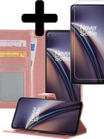LUQ LUQ OnePlus Nord CE Hoesje Bookcase Rose Goud Met Screenprotector