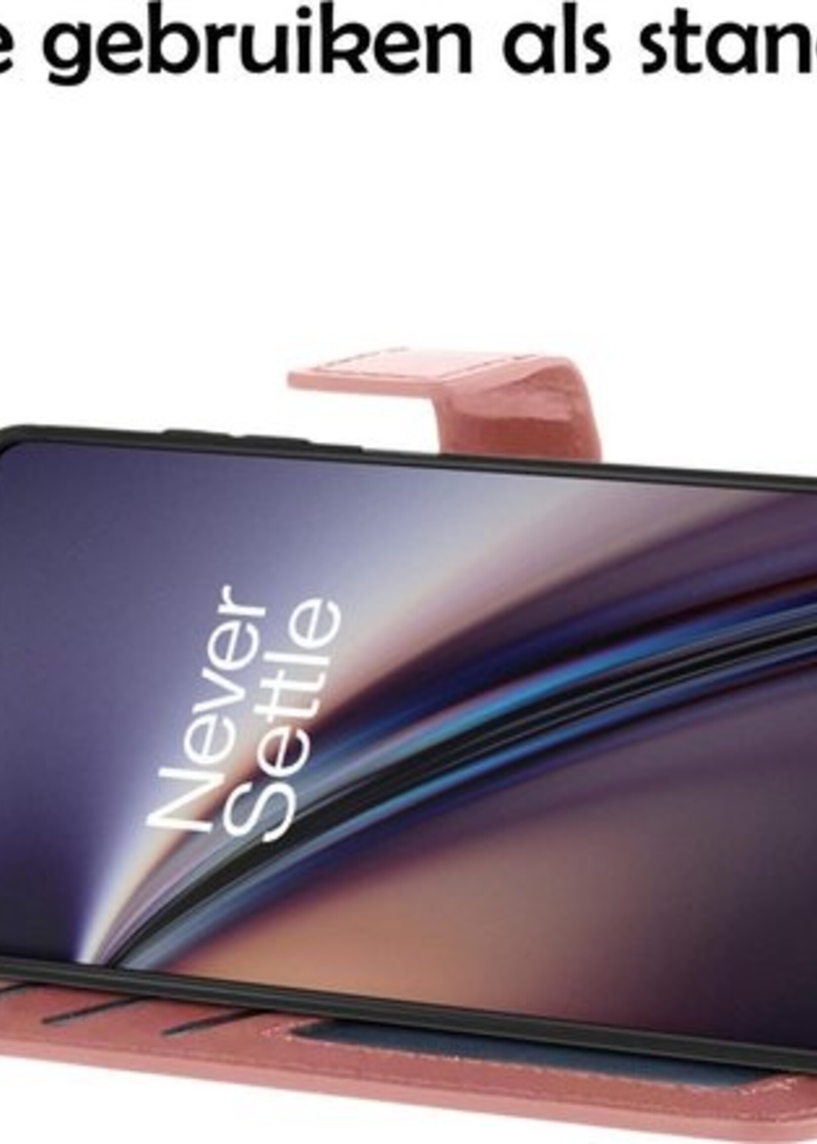 LUQ Hoesje Geschikt voor OnePlus Nord CE Hoesje Book Case Hoes Wallet Cover Met Screenprotector - Hoes Geschikt voor OnePlus Nord CE Hoesje Bookcase Hoes - Rosé goud