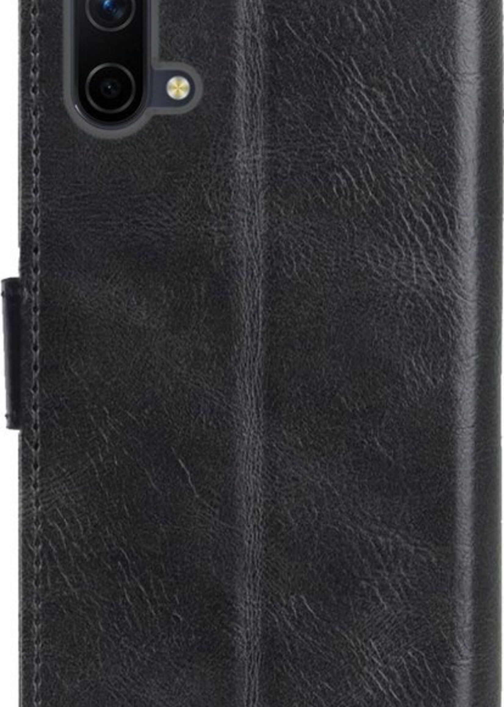 LUQ Hoesje Geschikt voor OnePlus Nord CE Hoesje Book Case Hoes Wallet Cover Met 2x Screenprotector - Hoes Geschikt voor OnePlus Nord CE Hoesje Bookcase Hoes - Zwart