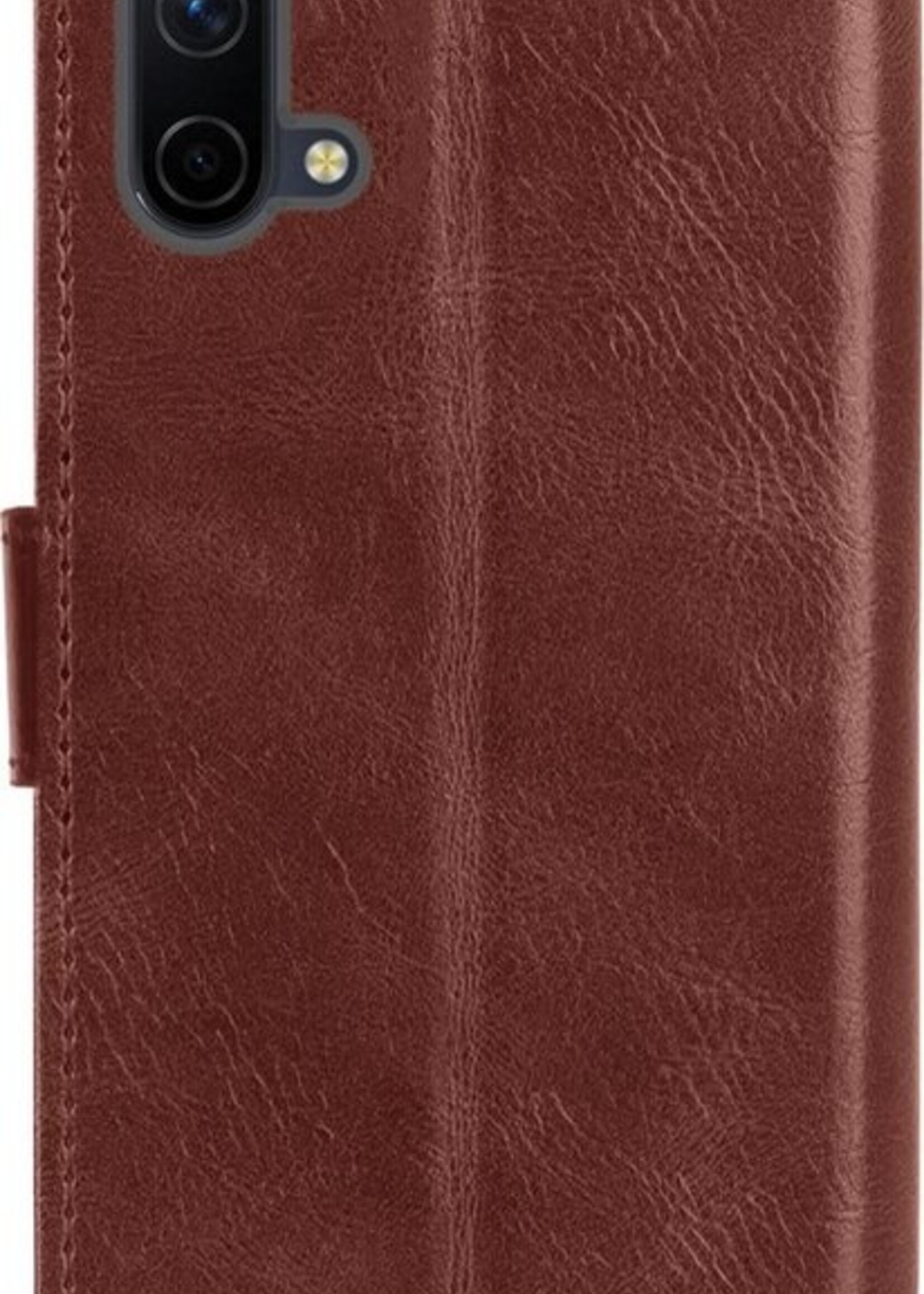 LUQ Hoesje Geschikt voor OnePlus Nord CE Hoesje Book Case Hoes Wallet Cover Met 2x Screenprotector - Hoes Geschikt voor OnePlus Nord CE Hoesje Bookcase Hoes - Bruin