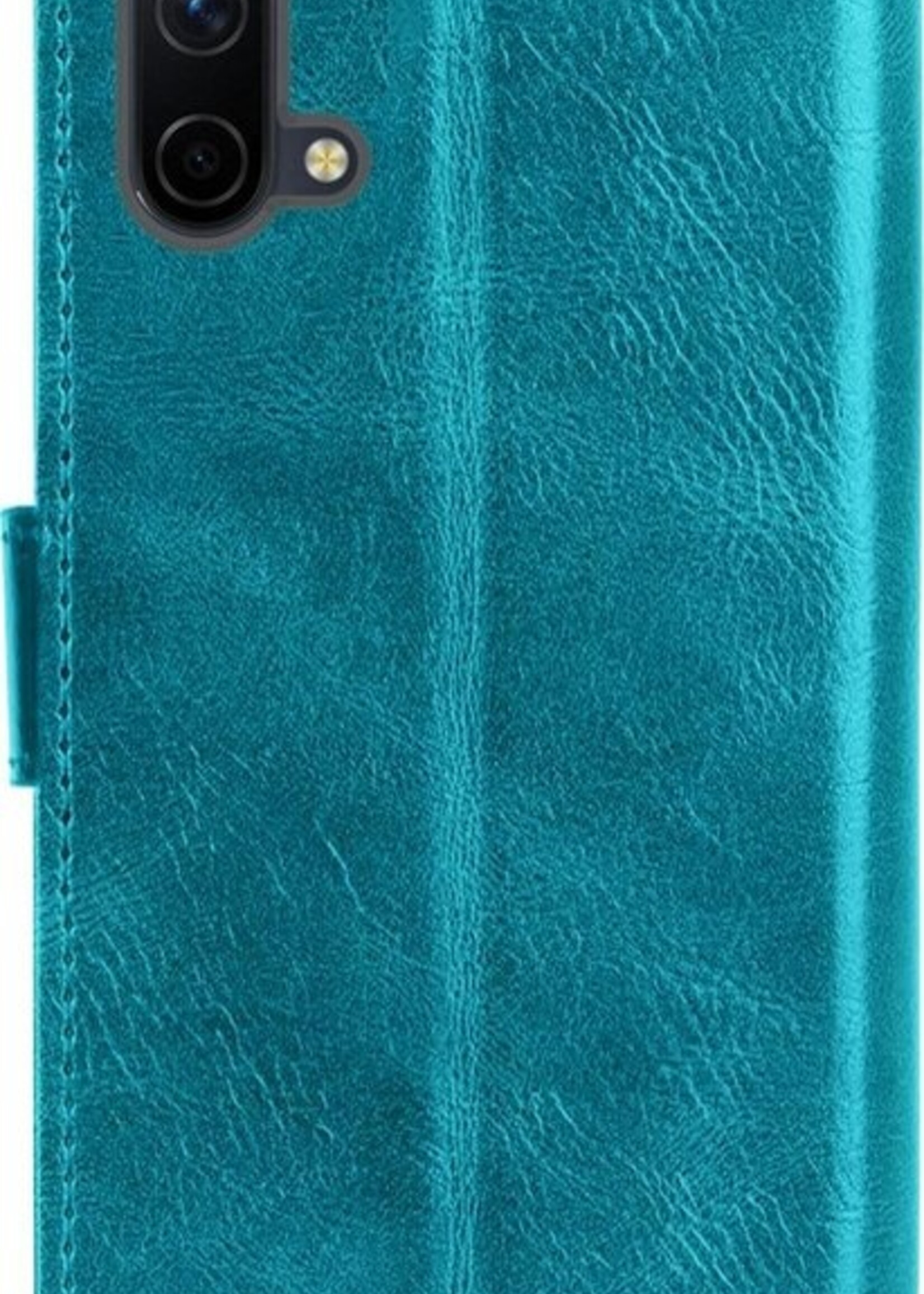 LUQ Hoesje Geschikt voor OnePlus Nord CE Hoesje Book Case Hoes Wallet Cover Met 2x Screenprotector - Hoes Geschikt voor OnePlus Nord CE Hoesje Bookcase Hoes - Turquoise
