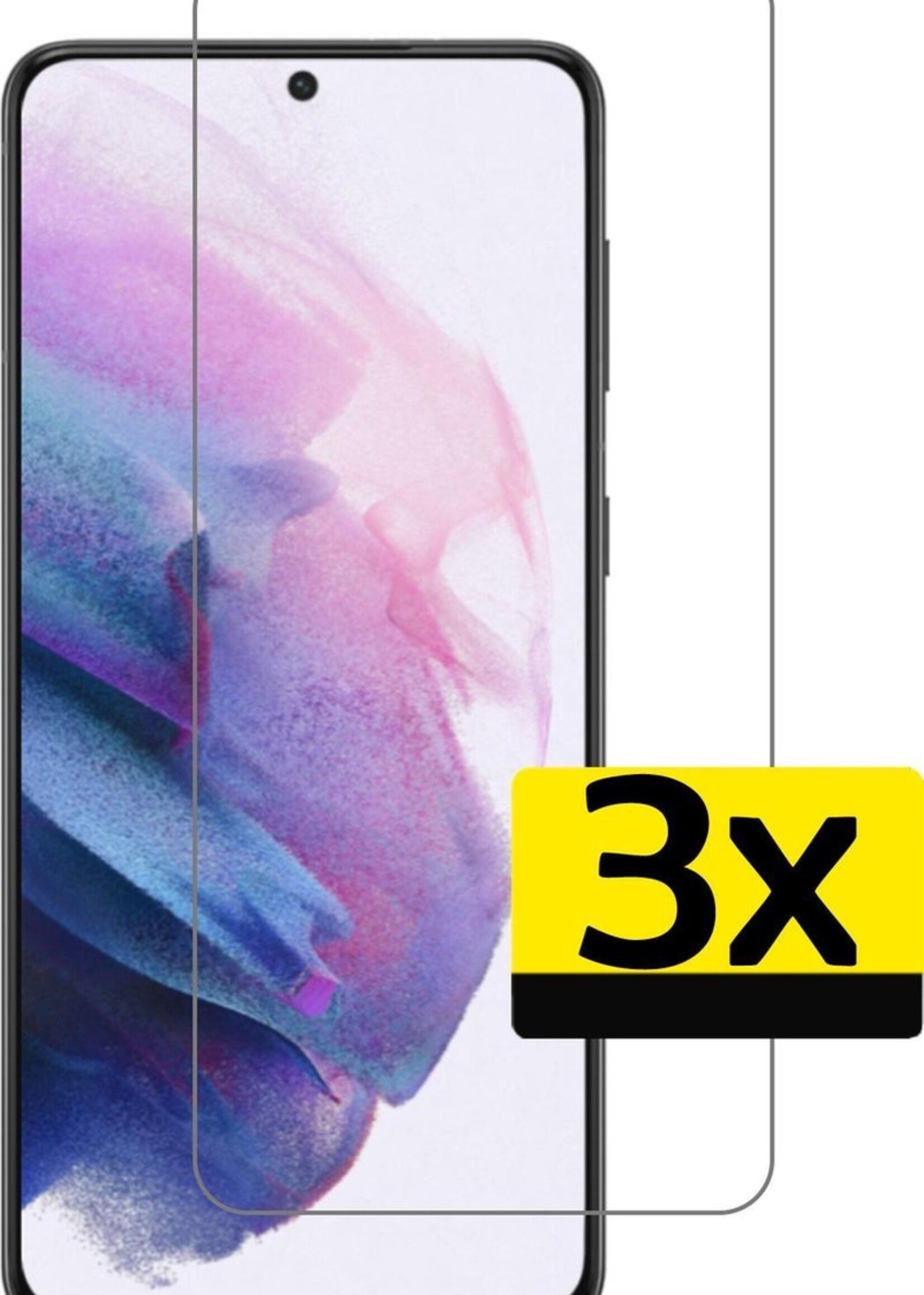 LUQ Screenprotector Geschikt voor Samsung S21 Screenprotector Volledig - Screenprotector Geschikt voor Samsung Galaxy S21 Screenprotector Bescherm Glas - 3 Stuks