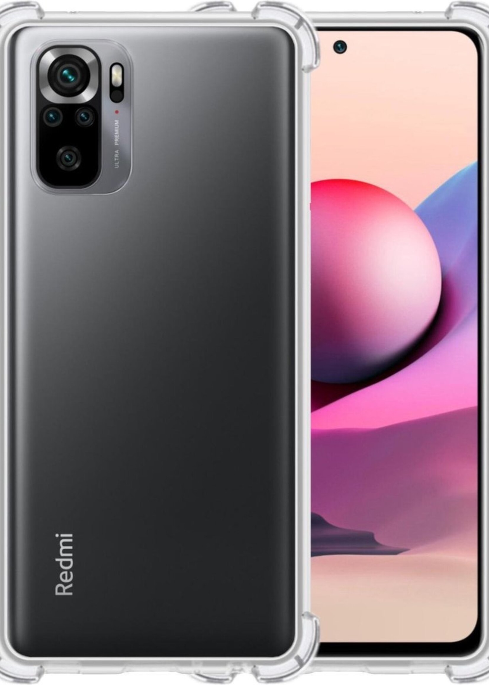 LUQ Hoesje Geschikt voor Redmi Note 10S Hoesje Shockproof Case Siliconen - Hoes Geschikt voor Redmi Note 10S Hoes Cover Siliconen - Transparant