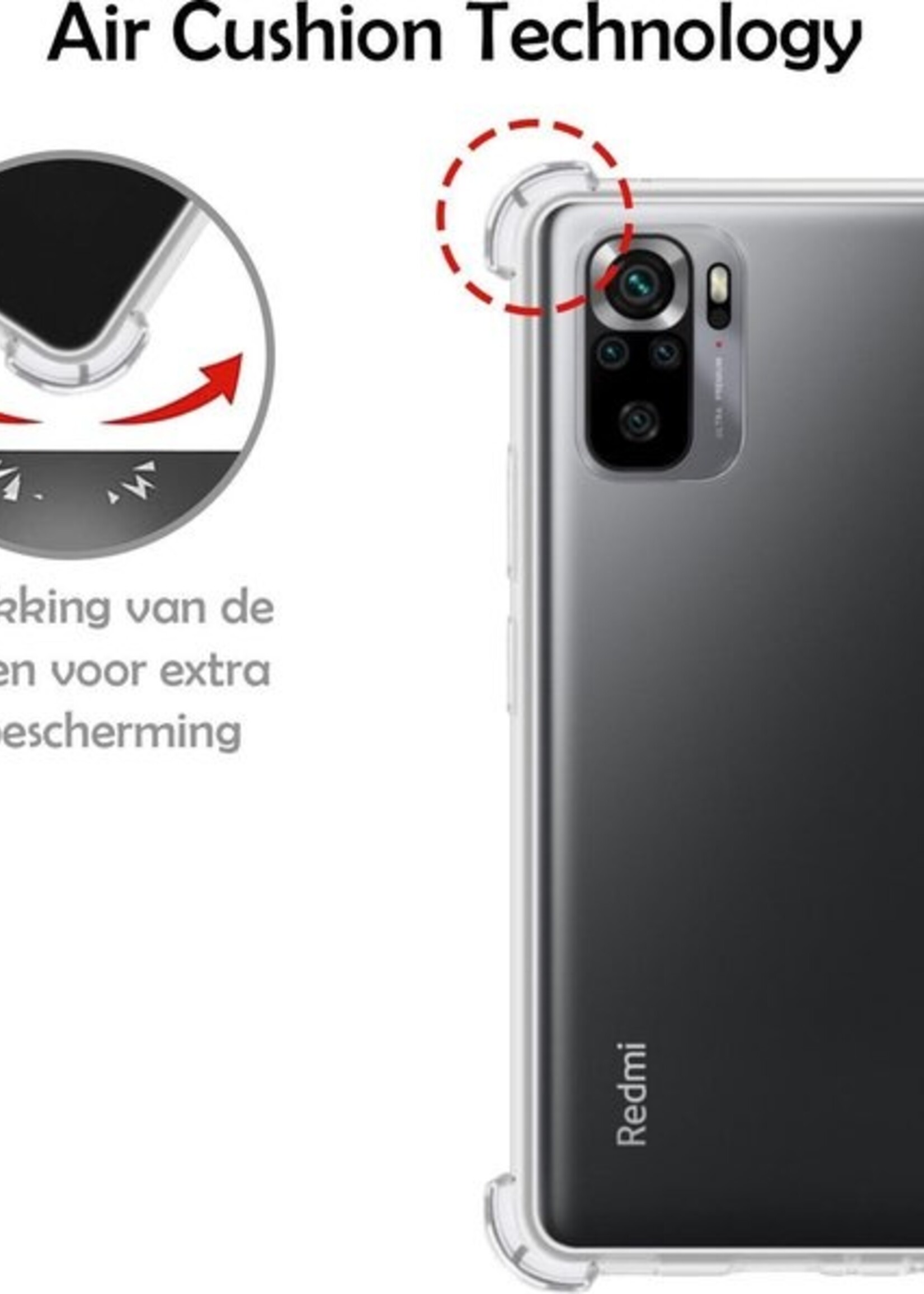 LUQ Hoesje Geschikt voor Redmi Note 10S Hoesje Shockproof Case Siliconen - Hoes Geschikt voor Redmi Note 10S Hoes Cover Siliconen - Transparant