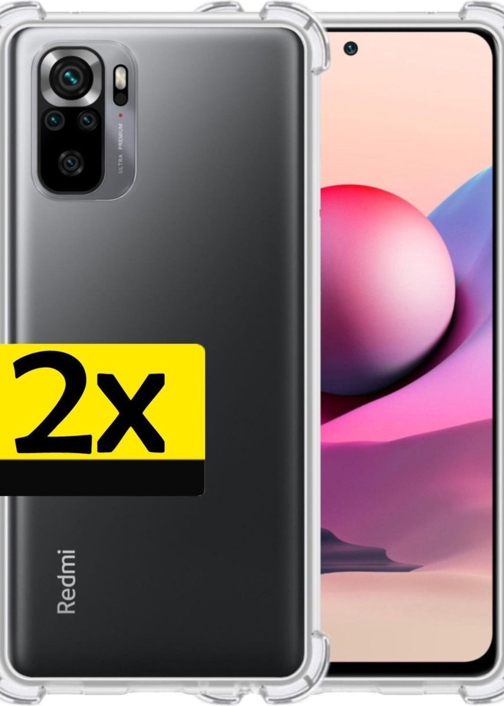 LUQ Hoesje Geschikt voor Redmi Note 10S Hoesje Shockproof Case Siliconen - Hoes Geschikt voor Redmi Note 10S Hoes Cover Siliconen - Transparant - 2 Stuks