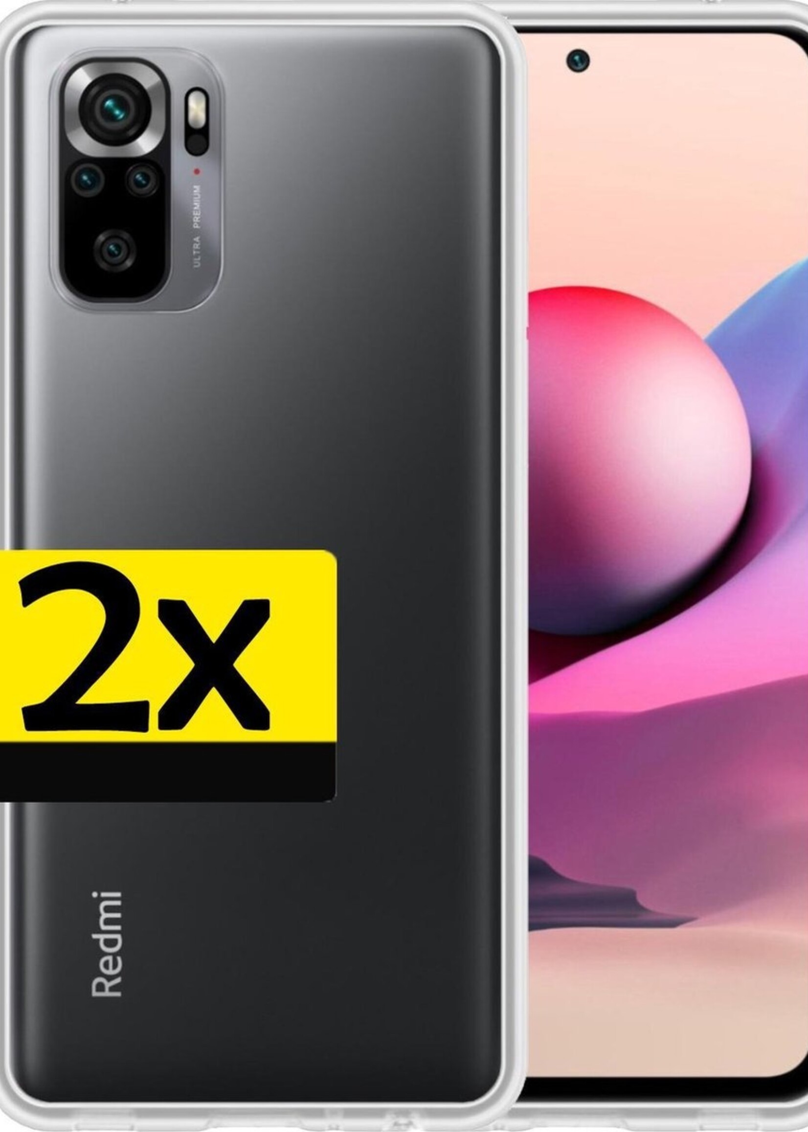 LUQ Hoesje Geschikt voor Redmi Note 10S Hoesje Siliconen Case - Hoes Geschikt voor Redmi Note 10S Hoes Siliconen - Transparant - 2 Stuks