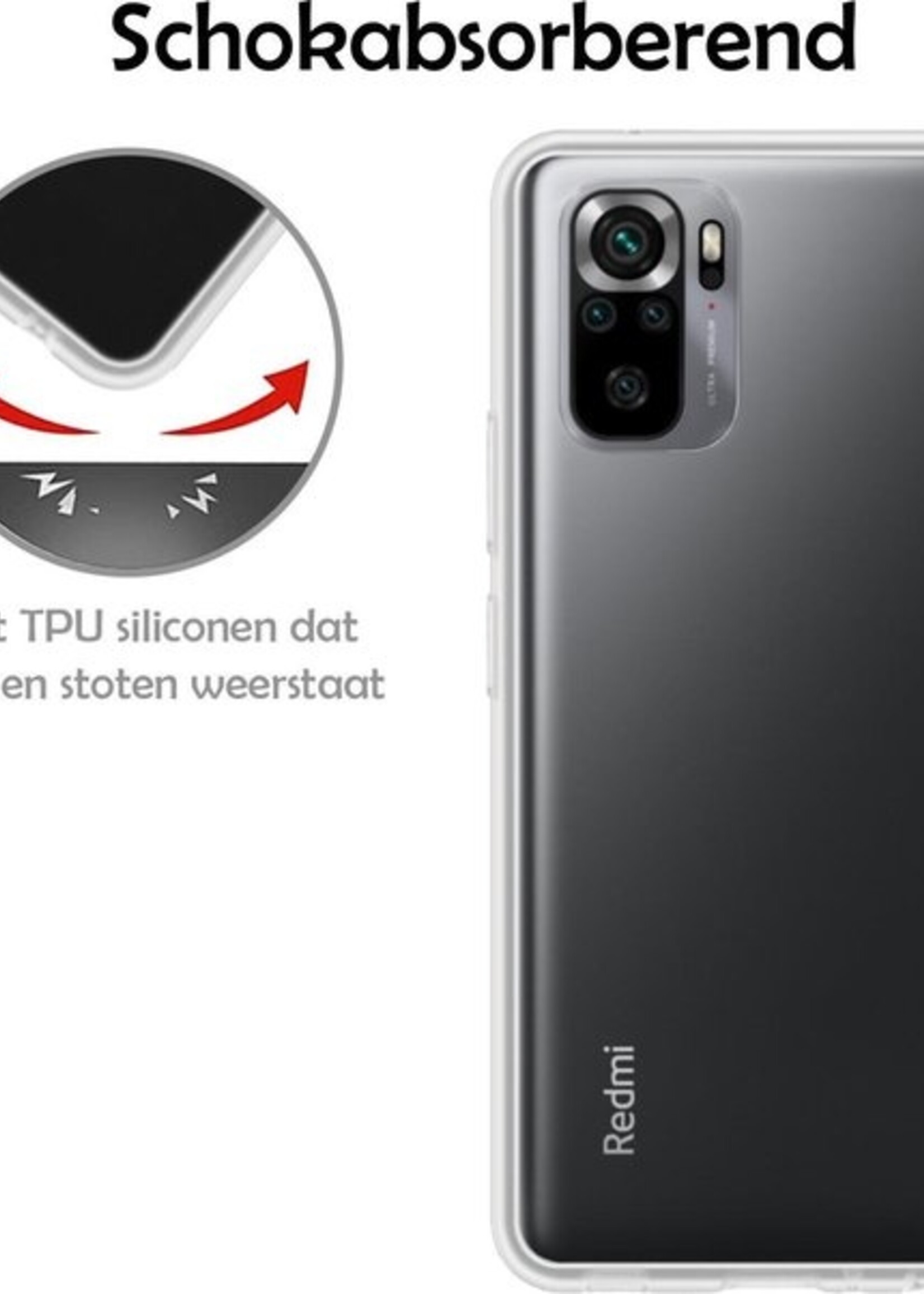 LUQ Hoesje Geschikt voor Redmi Note 10S Hoesje Siliconen Case - Hoes Geschikt voor Redmi Note 10S Hoes Siliconen - Transparant - 2 Stuks