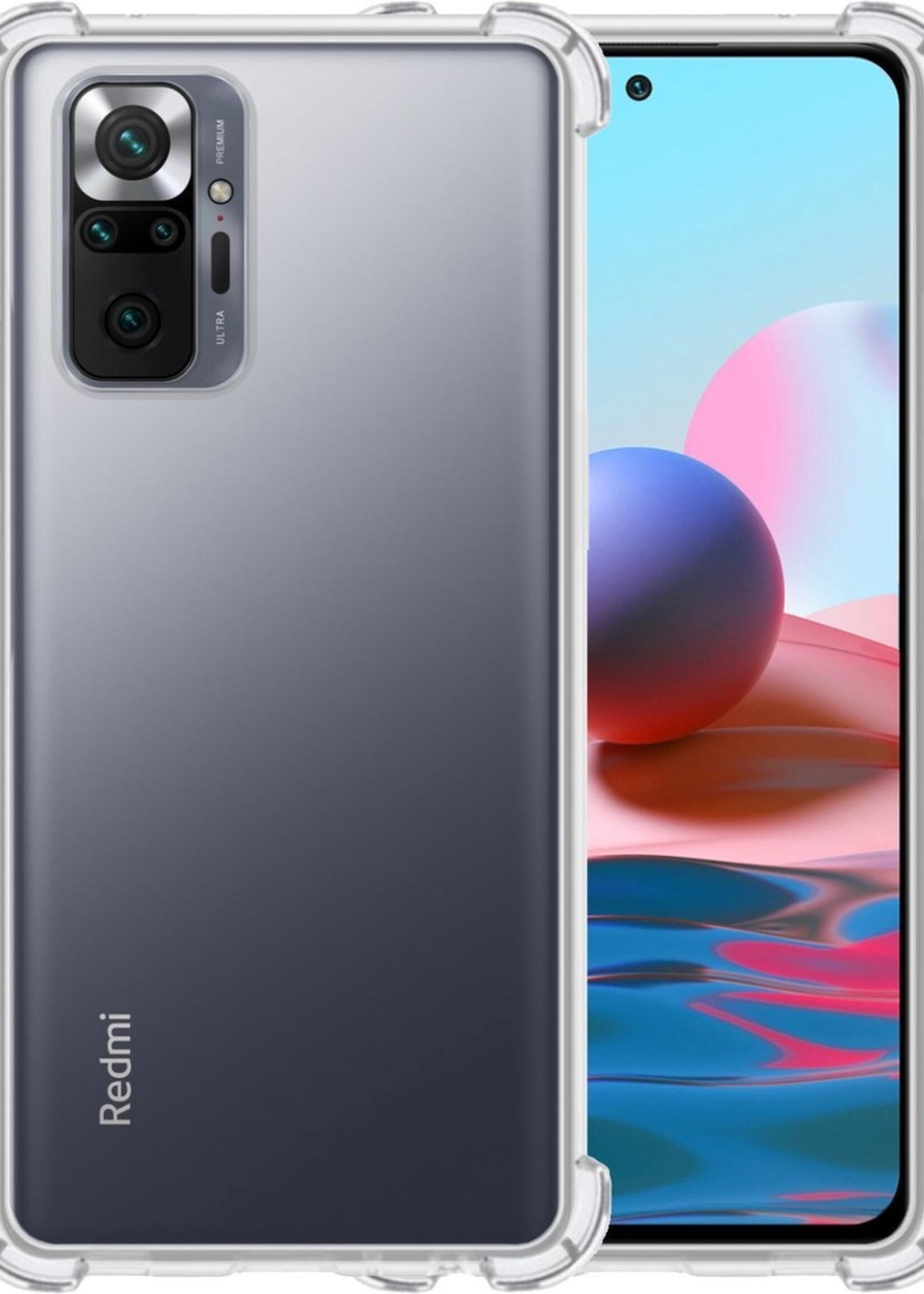 LUQ Hoesje Geschikt voor Xiaomi Redmi Note 10 Pro Hoesje Shockproof Case Siliconen - Hoes Geschikt voor Xiaomi Redmi Note 10 Pro Hoes Cover Siliconen - Transparant