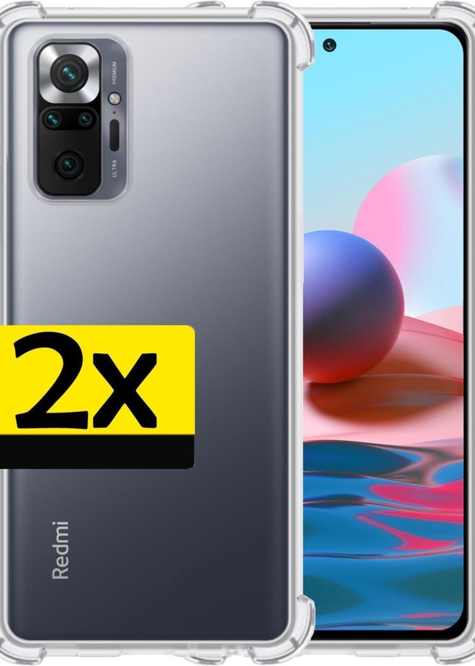 LUQ Hoesje Geschikt voor Xiaomi Redmi Note 10 Pro Hoesje Shockproof Case Siliconen - Hoes Geschikt voor Xiaomi Redmi Note 10 Pro Hoes Cover Siliconen - Transparant - 2 Stuks