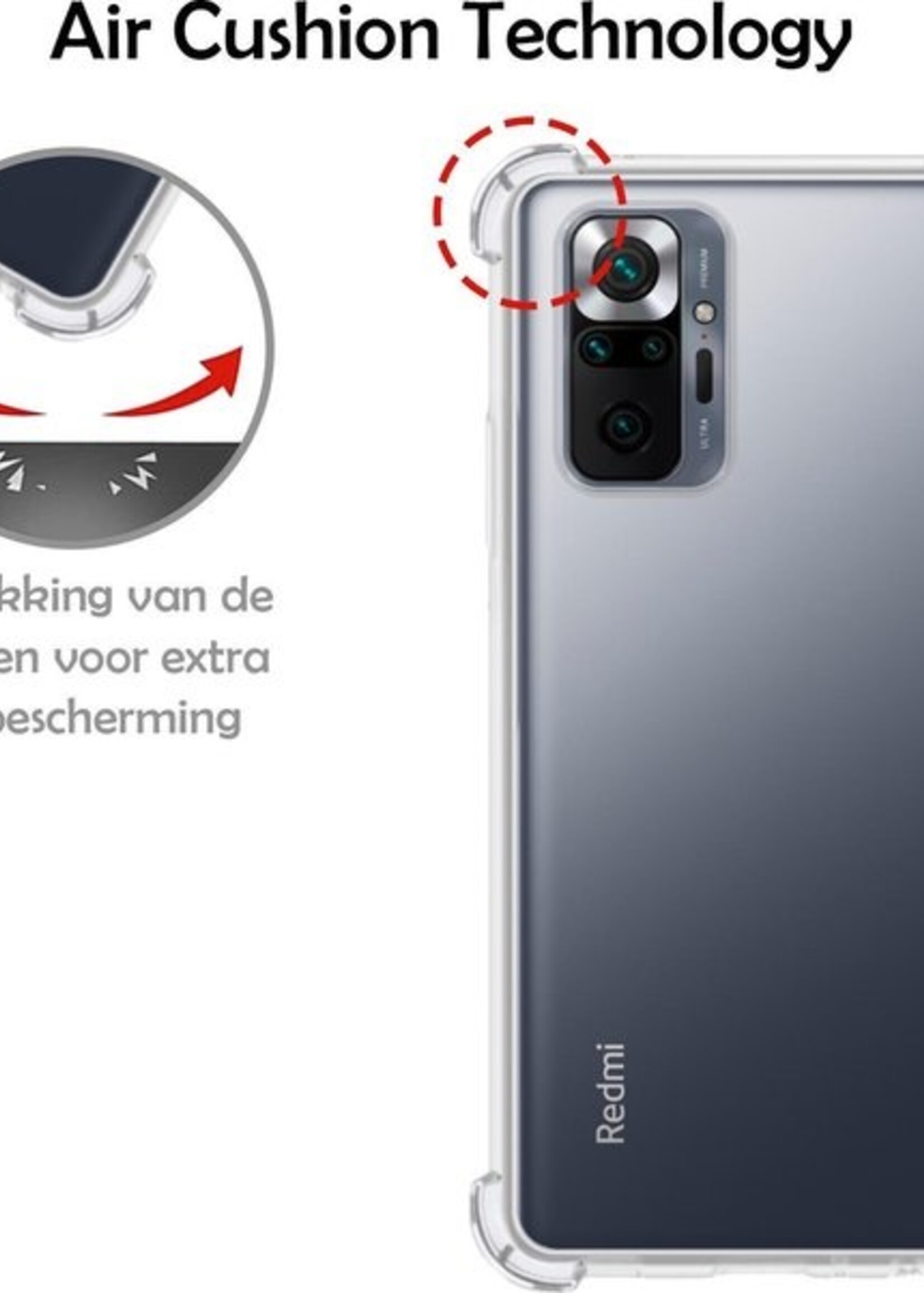 LUQ Hoesje Geschikt voor Xiaomi Redmi Note 10 Pro Hoesje Shockproof Case Siliconen - Hoes Geschikt voor Xiaomi Redmi Note 10 Pro Hoes Cover Siliconen - Transparant - 2 Stuks