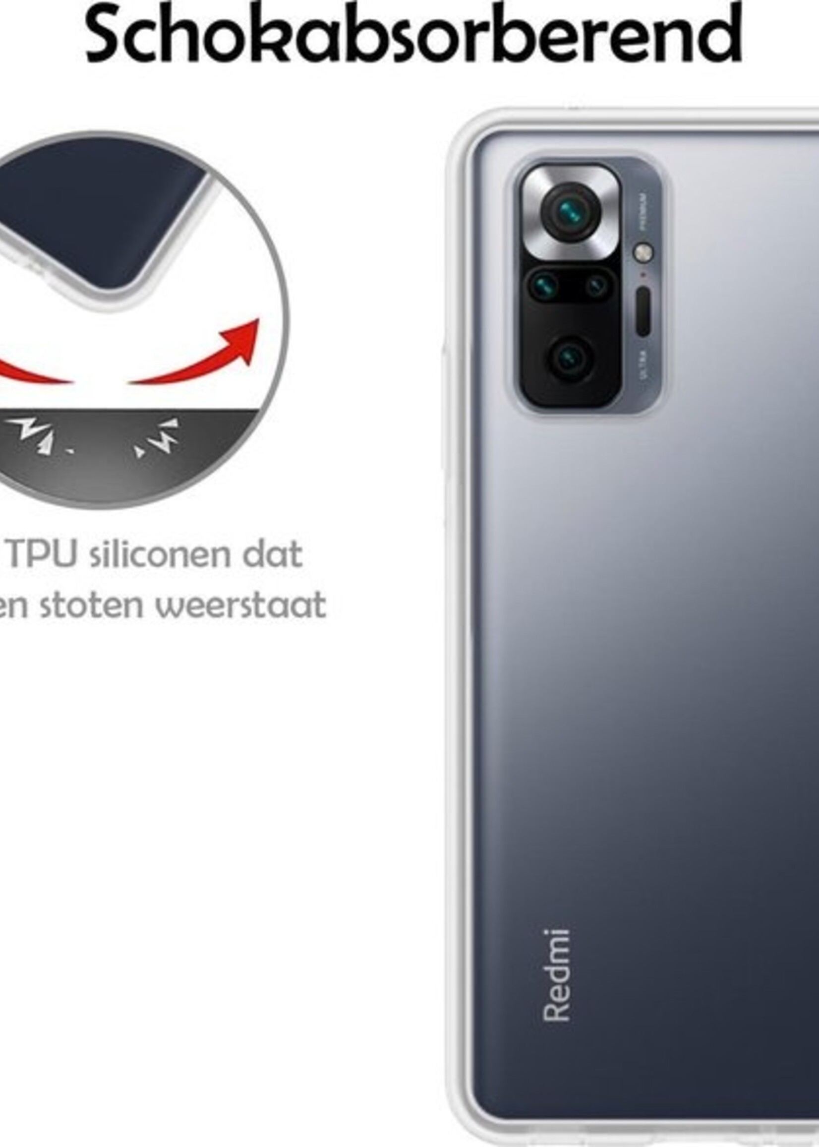LUQ Hoesje Geschikt voor Xiaomi Redmi Note 10 Pro Hoesje Siliconen Case - Hoes Geschikt voor Xiaomi Redmi Note 10 Pro Hoes Siliconen - Transparant