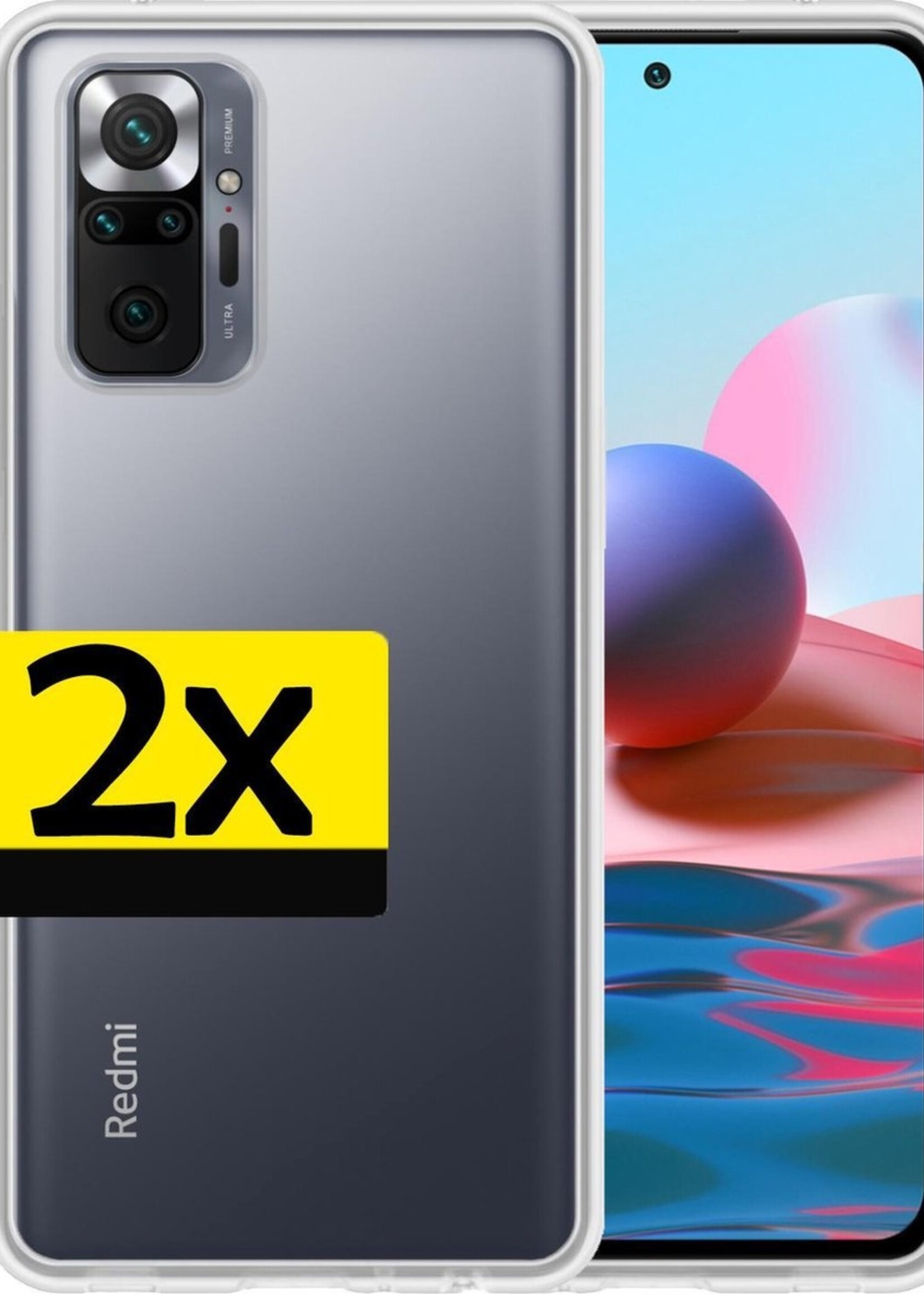 LUQ Hoesje Geschikt voor Xiaomi Redmi Note 10 Pro Hoesje Siliconen Case - Hoes Geschikt voor Xiaomi Redmi Note 10 Pro Hoes Siliconen - Transparant - 2 Stuks