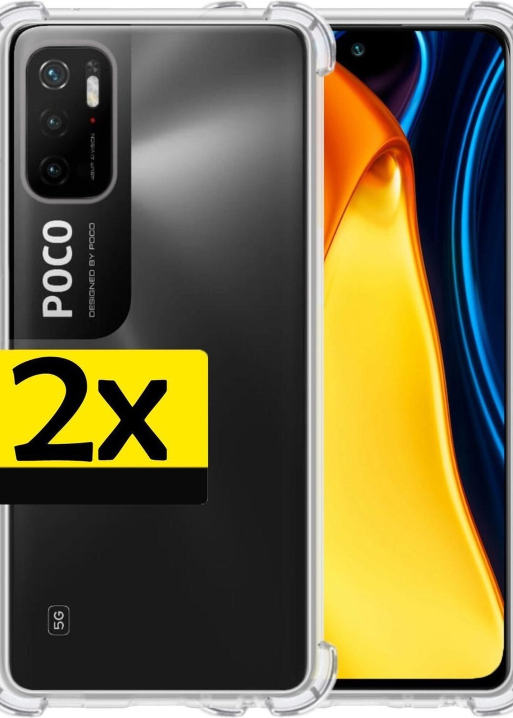 LUQ Hoesje Geschikt voor Poco M3 Pro Hoesje Shockproof Case Siliconen - Hoes Geschikt voor Xiaomi Poco M3 Pro Hoes Cover Siliconen - Transparant - 2 Stuks