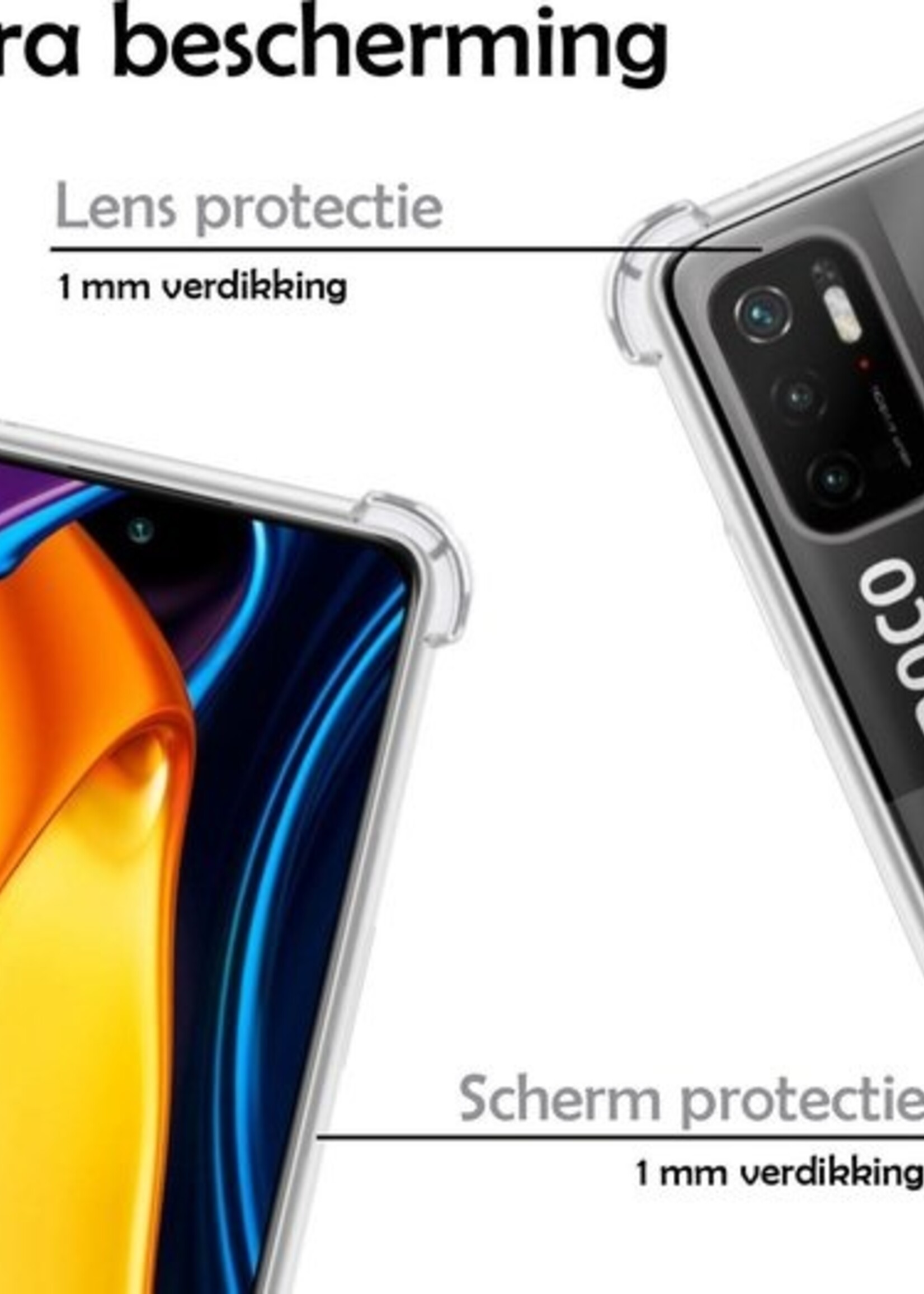 LUQ Hoesje Geschikt voor Poco M3 Pro Hoesje Shockproof Case Siliconen - Hoes Geschikt voor Xiaomi Poco M3 Pro Hoes Cover Siliconen - Transparant - 2 Stuks