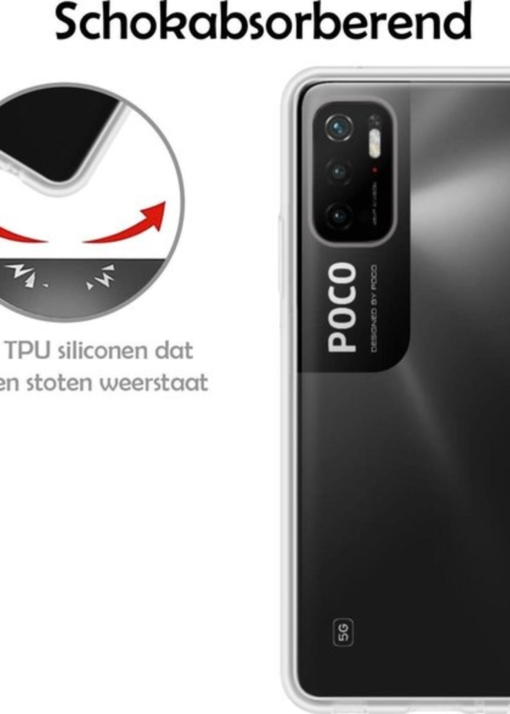 LUQ Hoesje Geschikt voor Poco M3 Pro Hoesje Siliconen Case - Hoes Geschikt voor Xiaomi Poco M3 Pro Hoes Siliconen - Transparant