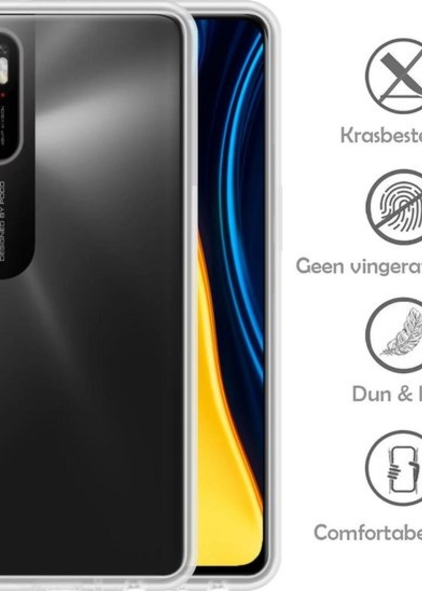 LUQ Hoesje Geschikt voor Poco M3 Pro Hoesje Siliconen Case - Hoes Geschikt voor Xiaomi Poco M3 Pro Hoes Siliconen - Transparant