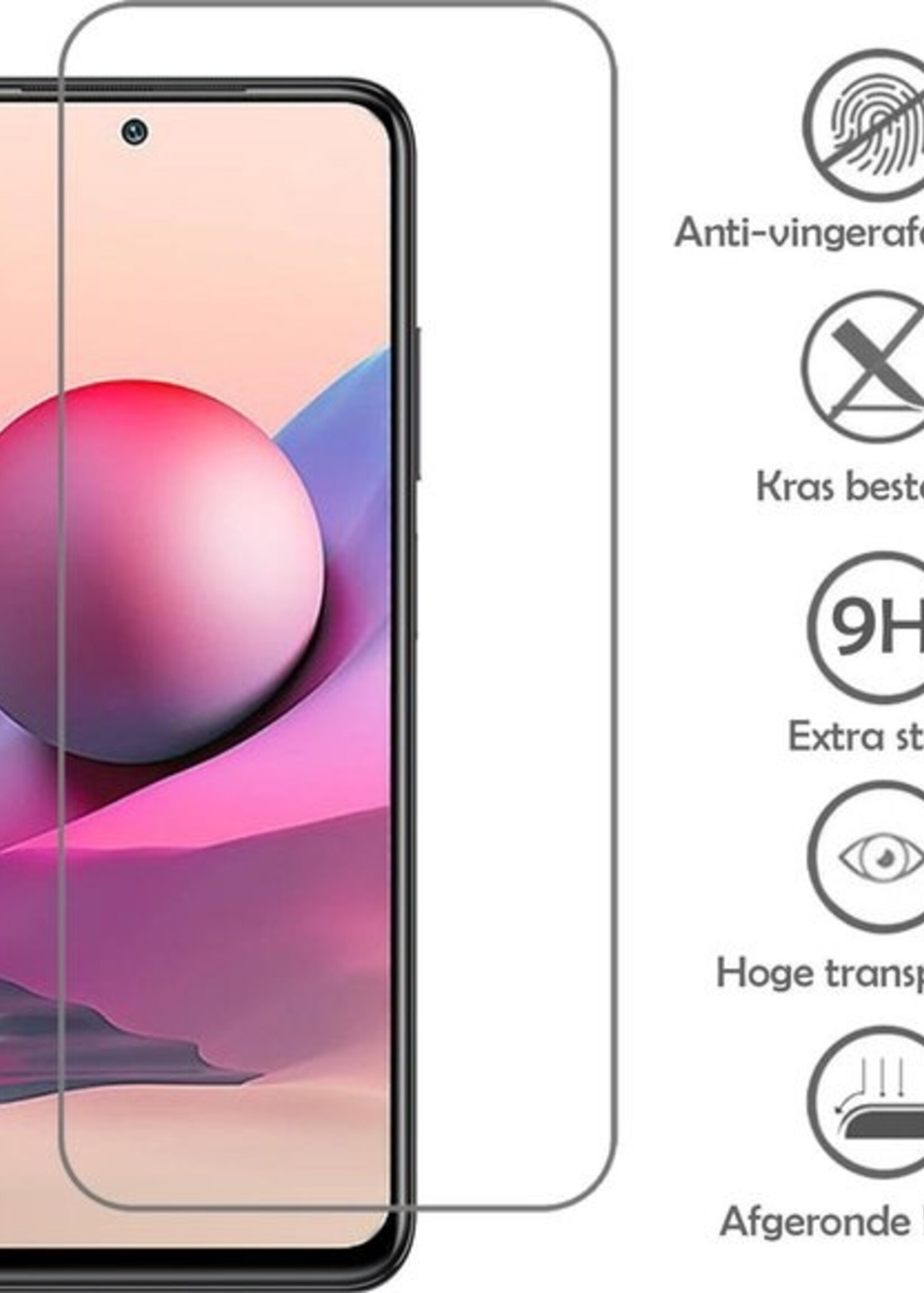 LUQ Hoesje Geschikt voor Redmi Note 10S Hoesje Shockproof Case Siliconen Met Screenprotector - Hoes Geschikt voor Redmi Note 10S Hoes Cover Siliconen - Transparant