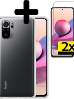 LUQ LUQ Xiaomi Redmi Note 10s hoesje siliconen transparant + 2x screenprotector