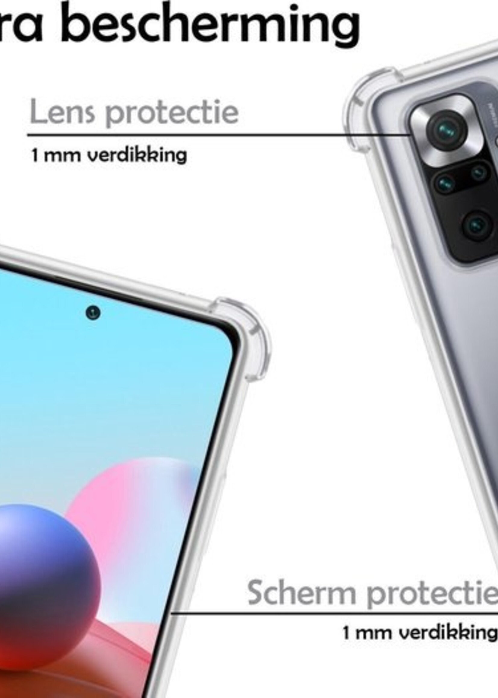 LUQ Hoesje Geschikt voor Xiaomi Redmi Note 10 Pro Hoesje Shockproof Case Siliconen Met Screenprotector - Hoes Geschikt voor Xiaomi Redmi Note 10 Pro Hoes Cover Siliconen - Transparant