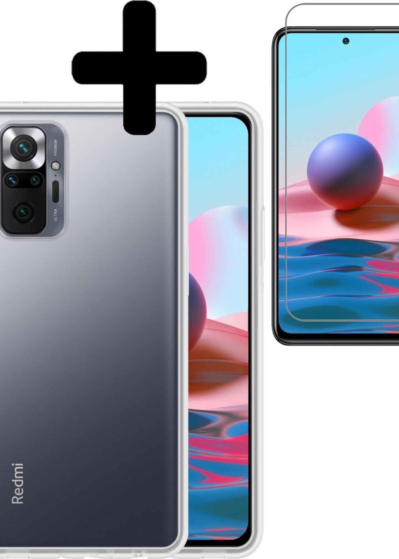 LUQ Hoesje Geschikt voor Xiaomi Redmi Note 10 Pro Hoesje Siliconen Case Met Screenprotector - Hoes Geschikt voor Xiaomi Redmi Note 10 Pro Hoes Siliconen - Transparant