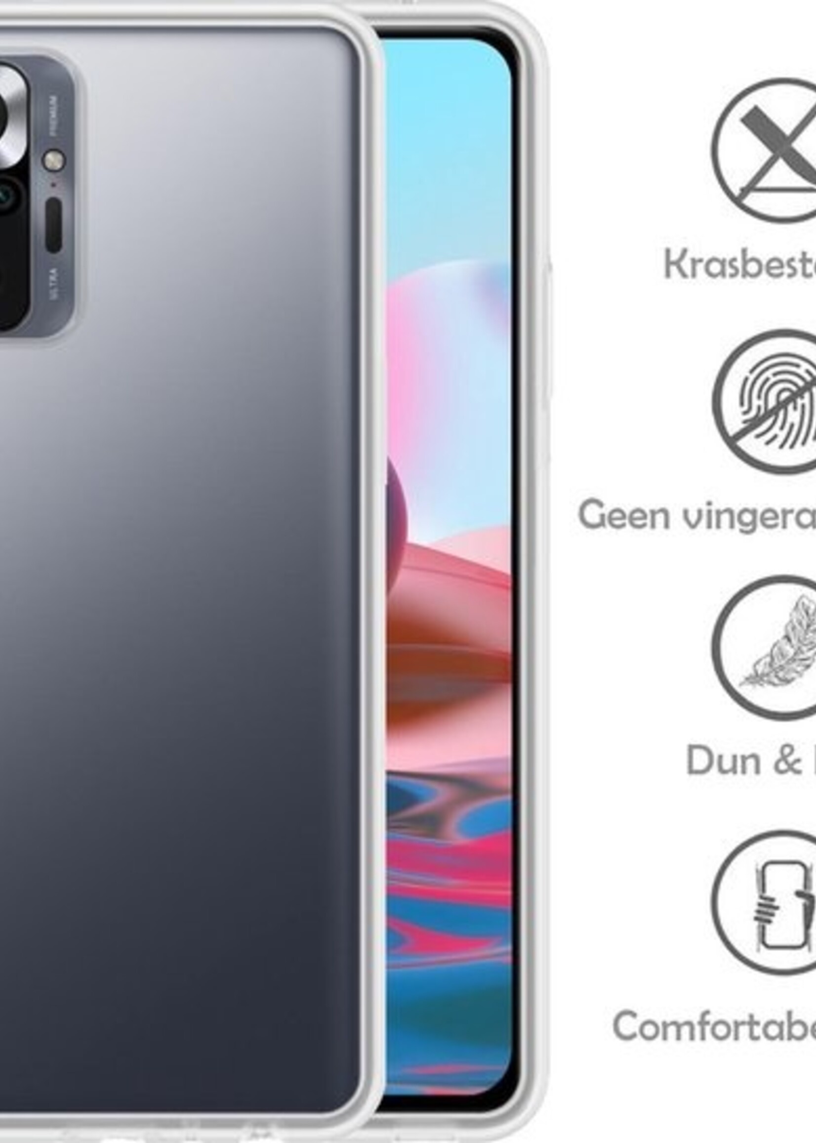 LUQ Hoesje Geschikt voor Xiaomi Redmi Note 10 Pro Hoesje Siliconen Case Met Screenprotector - Hoes Geschikt voor Xiaomi Redmi Note 10 Pro Hoes Siliconen - Transparant