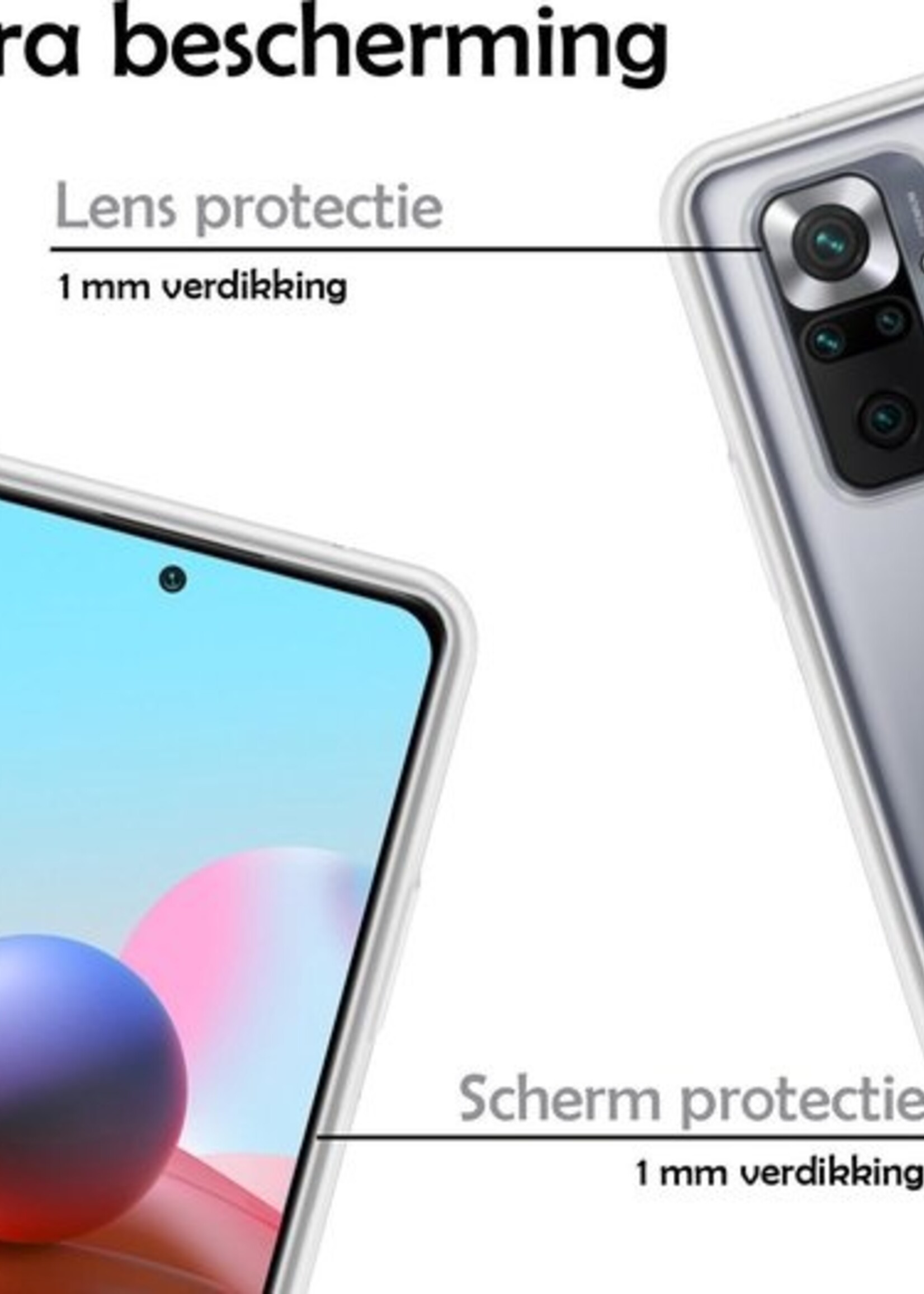 LUQ Hoesje Geschikt voor Xiaomi Redmi Note 10 Pro Hoesje Siliconen Case Met Screenprotector - Hoes Geschikt voor Xiaomi Redmi Note 10 Pro Hoes Siliconen - Transparant